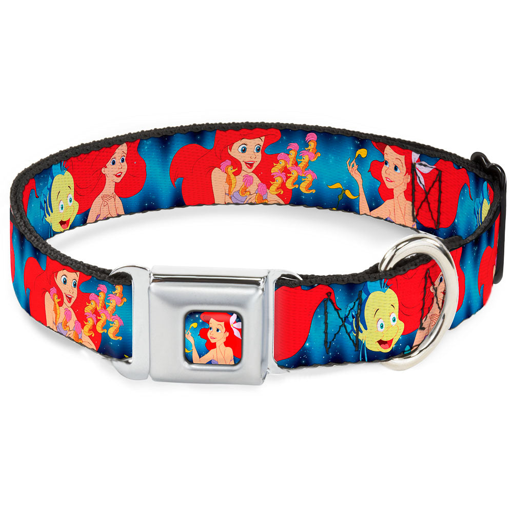 Ariel Daydreaming Full Color Blues Seatbelt Buckle Collar - The Little Mermaid Under the Sea Scenes Seatbelt Buckle Collars Disney