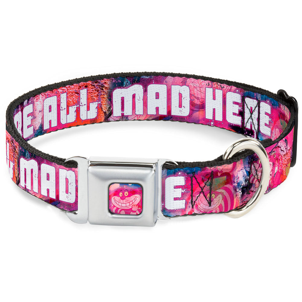 Transparent Cheshire Cat Face Full Color Seatbelt Buckle Collar - Transparent Cheshire Cat Poses WE'RE ALL MAD HERE Seatbelt Buckle Collars Disney