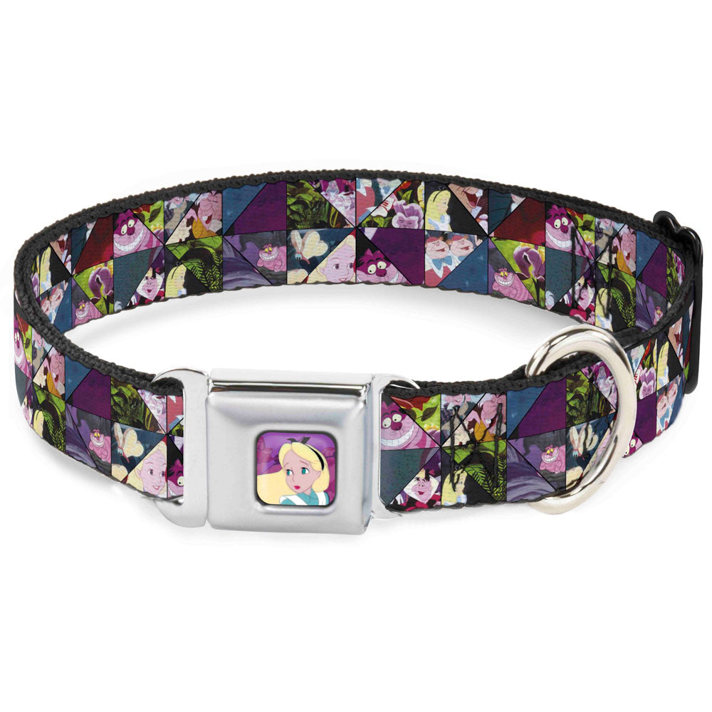 Alice/Cards Full Color Pinks Seatbelt Buckle Collar - Alice in Wonderland Kaleidoscope Scenes Seatbelt Buckle Collars Disney