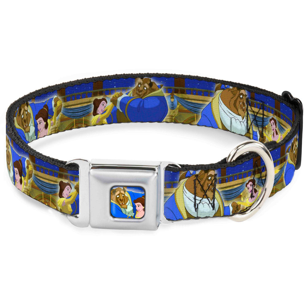 Beast & Belle Ball Scene Glow Full Color Seatbelt Buckle Collar - Beast & Belle Ball Scene Poses Seatbelt Buckle Collars Disney