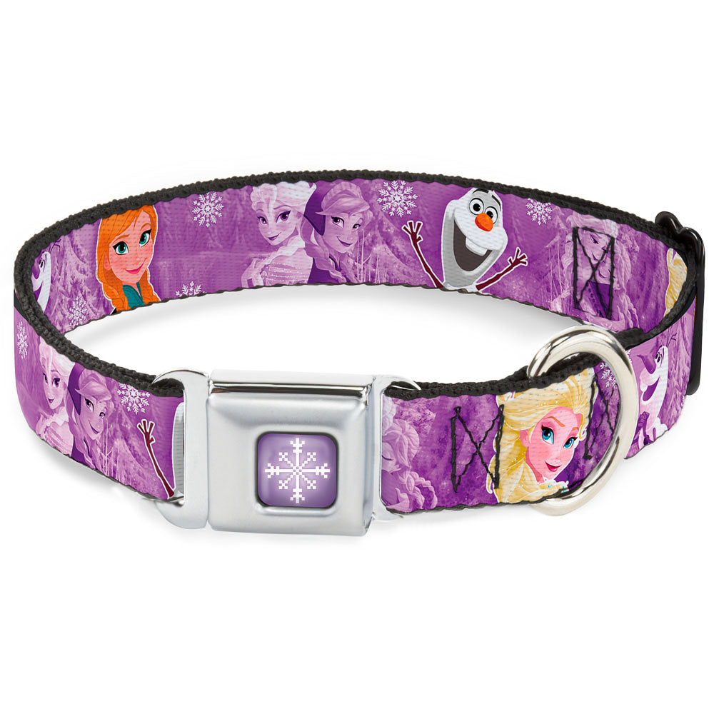 Snowflake Full Color Purple White Seatbelt Buckle Collar - Frozen Anna/Elsa/Olaf Poses/Scenes Purples Seatbelt Buckle Collars Disney