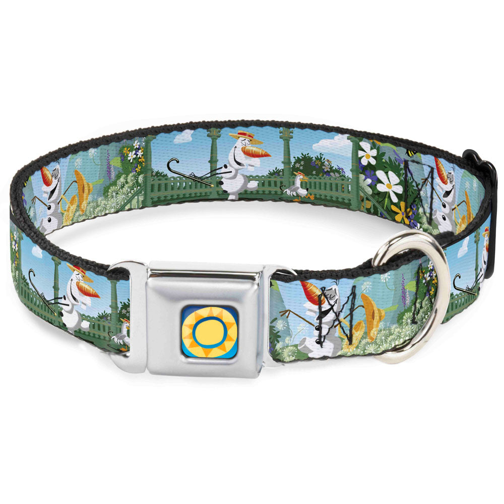 Frozen Sun2 Royal Full Color Blue/Yellows Seatbelt Buckle Collar - Olaf Garden Scenes Seatbelt Buckle Collars Disney