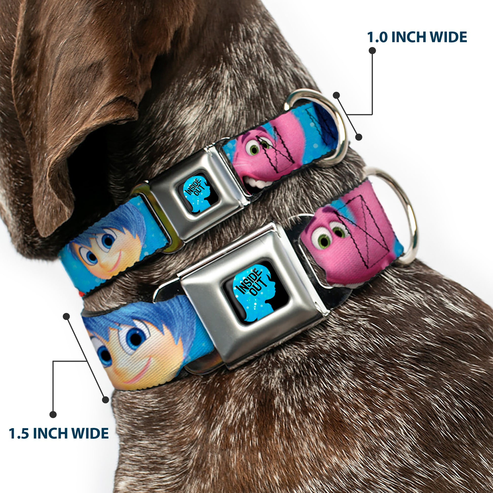 INSIDE OUT/Riley Silhouette Full Color Black/Sparkle Blue Seatbelt Buckle Collar - INSIDE OUT 6-Character Pose Sparkle Blue/White Seatbelt Buckle Collars Disney