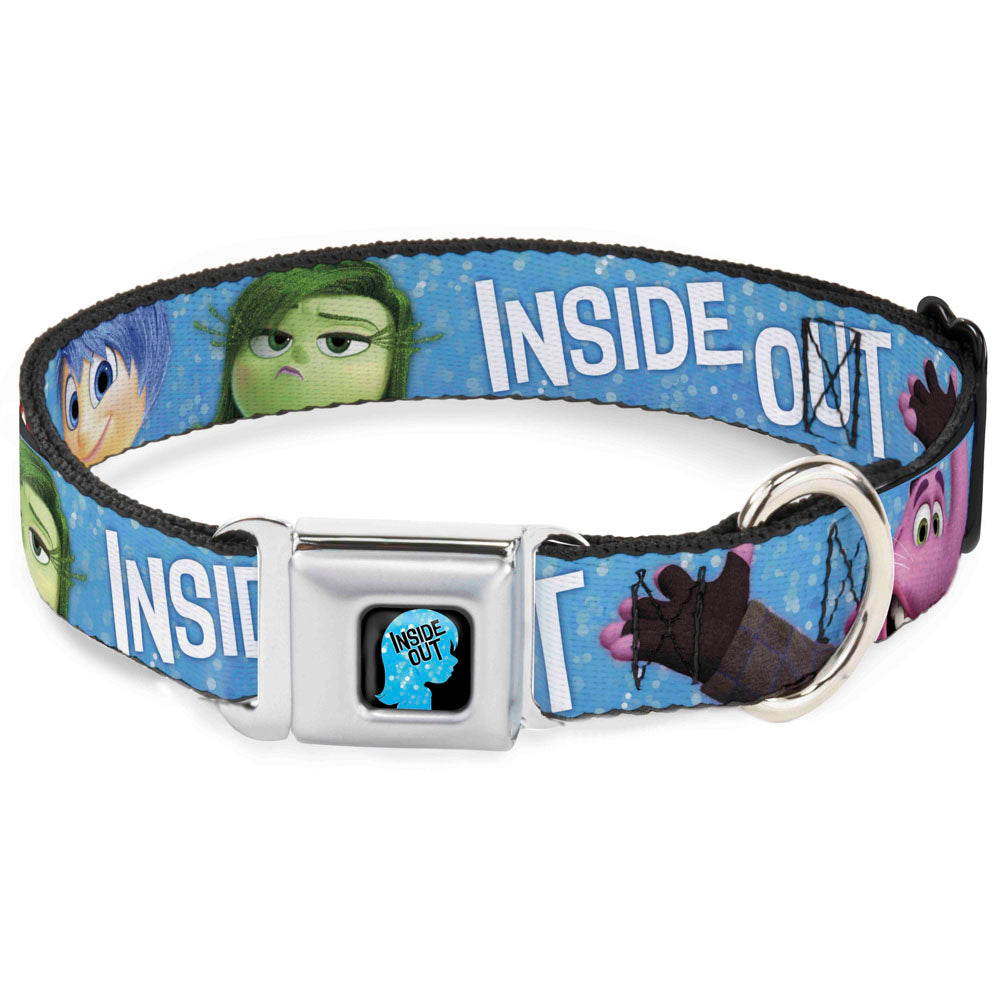INSIDE OUT/Riley Silhouette Full Color Black/Sparkle Blue Seatbelt Buckle Collar - INSIDE OUT 6-Character Pose Sparkle Blue/White Seatbelt Buckle Collars Disney