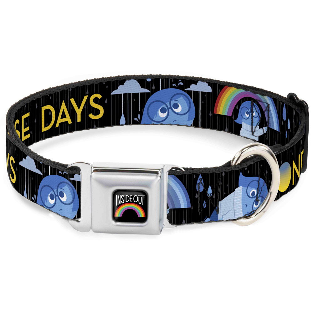 INSIDE OUT Rainbow Full Color Black/White/Multi Color Seatbelt Buckle Collar - Joy Poses/Rain ONE OF THOSE DAYS Black/Gray/Blues/Yellow Seatbelt Buckle Collars Disney