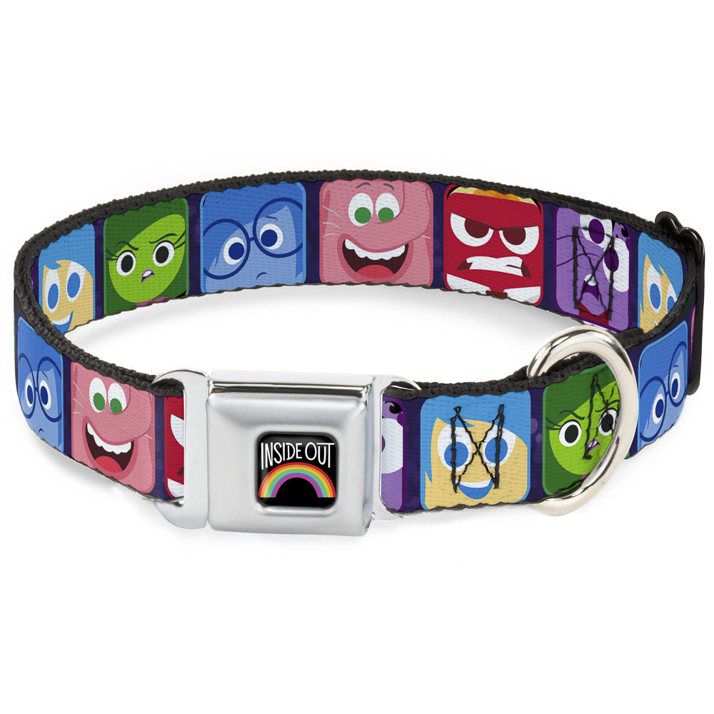 INSIDE OUT Rainbow Full Color Black White Multi Color Seatbelt Buckle Collar - Inside Out 6-Character Esxpression Blocks Purple/Multi Color Seatbelt Buckle Collars Disney