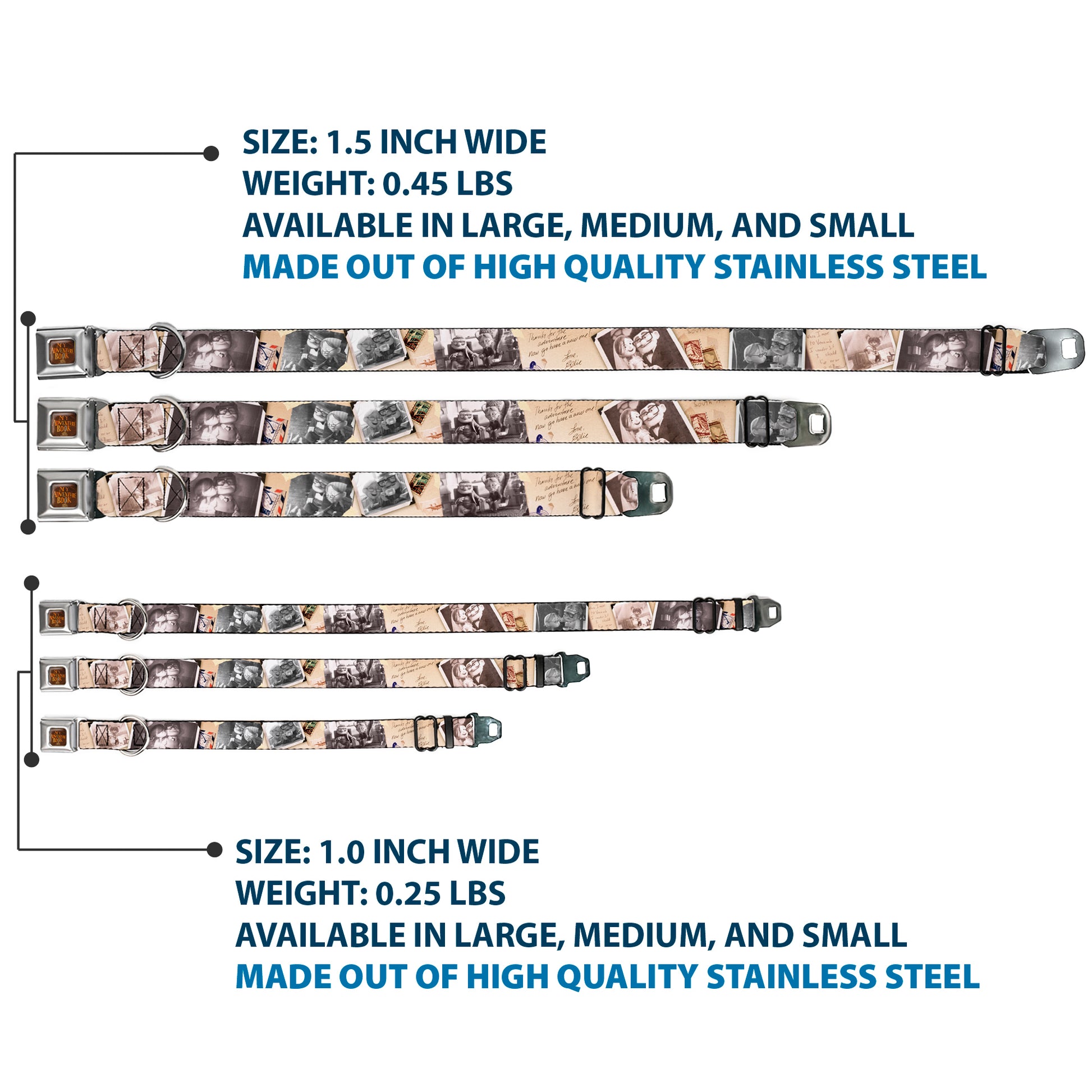 Up MY ADVENTURE BOOK Cover Full Color Seatbelt Buckle Collar - Up Adventure Book Snapshots/Post Cards Seatbelt Buckle Collars Disney