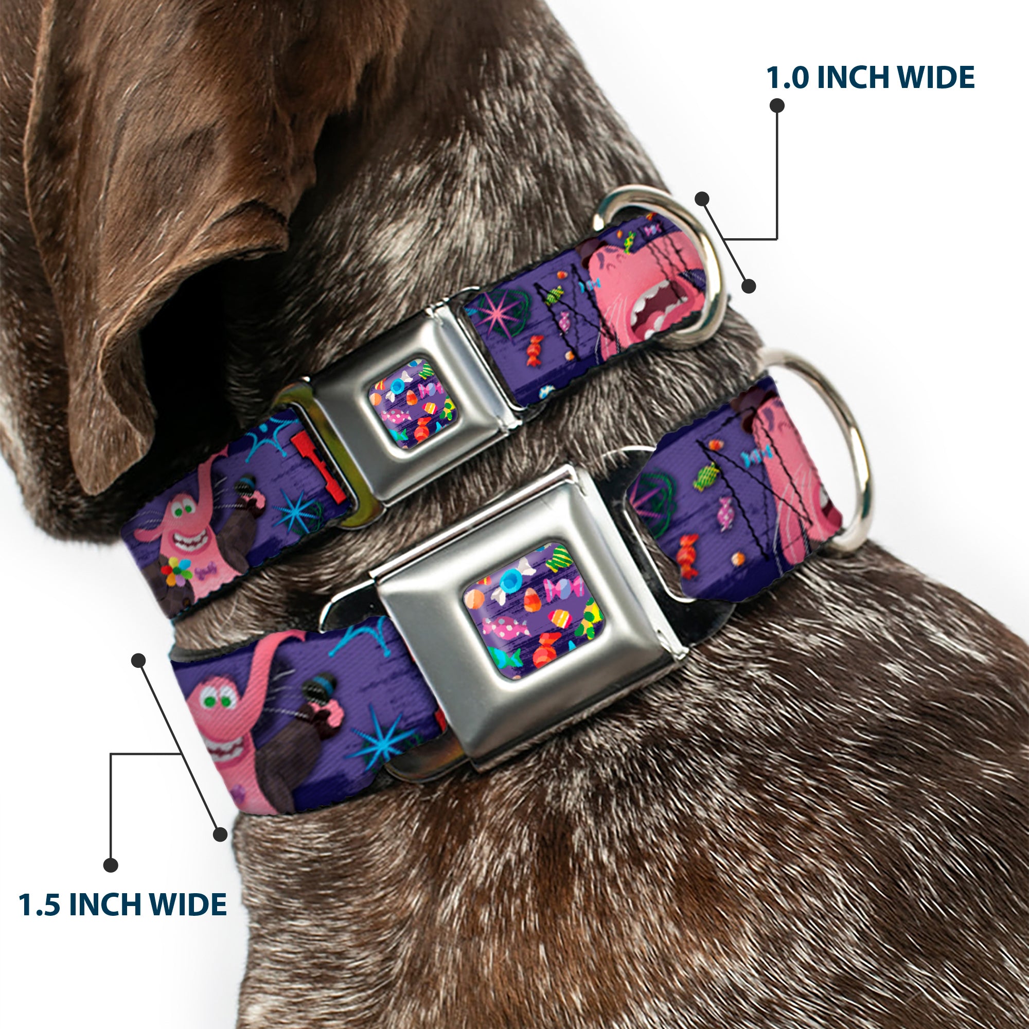Scattered Candy Full Color Purples Seatbelt Buckle Collar - BING BONG Poses/Candy Purples/Multi Color Seatbelt Buckle Collars Disney