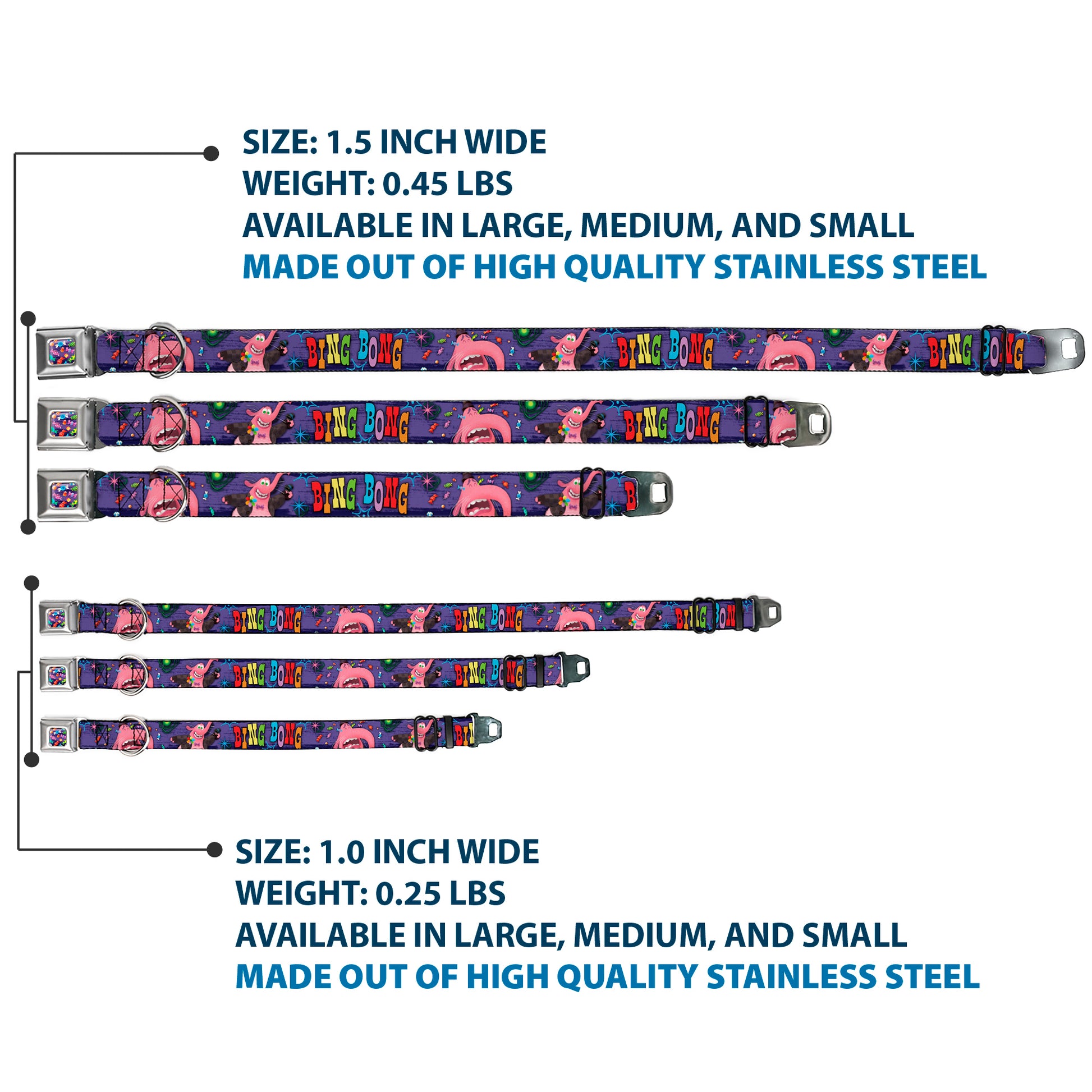 Scattered Candy Full Color Purples Seatbelt Buckle Collar - BING BONG Poses/Candy Purples/Multi Color Seatbelt Buckle Collars Disney