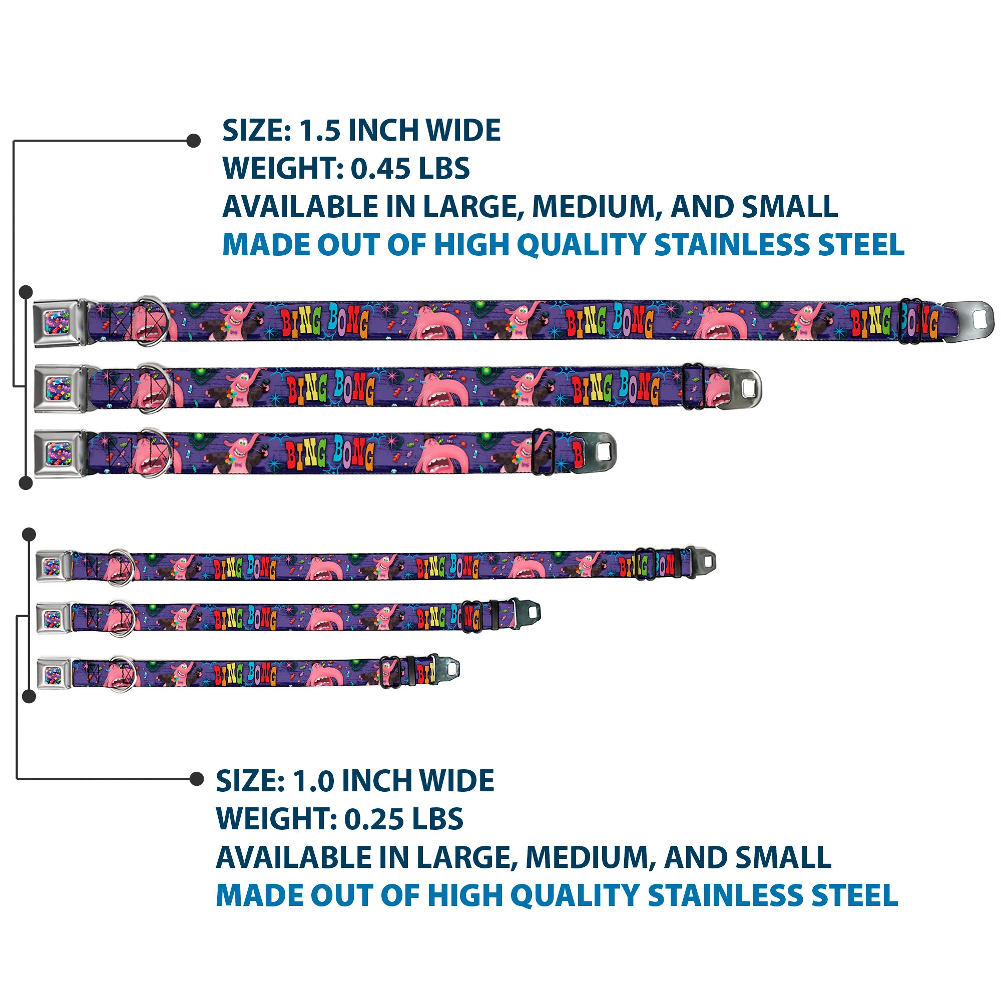 Scattered Candy Full Color Purples Seatbelt Buckle Collar - BING BONG Poses/Candy Purples/Multi Color Seatbelt Buckle Collars Disney