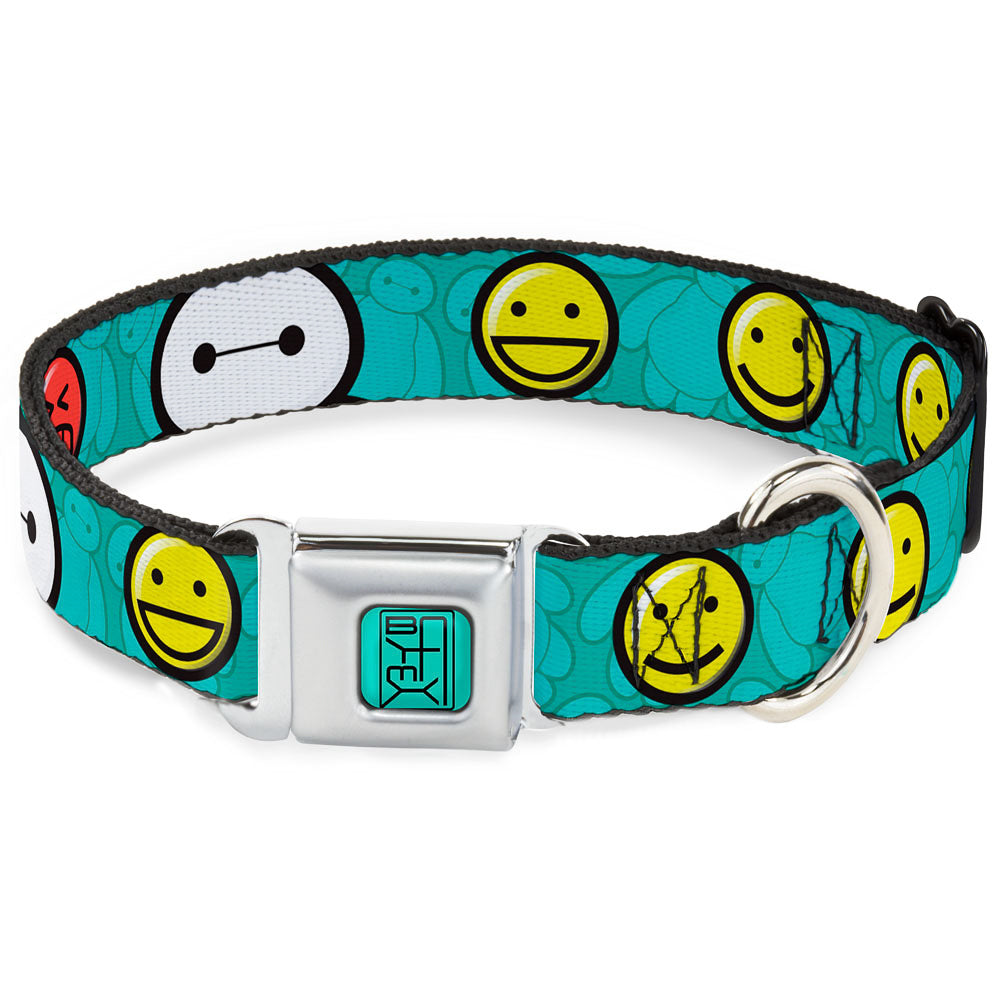 BAYMAX Hanko Full Color Turquoise Black Seatbelt Buckle Collar - Baymax/Mood Expressions/Baymax Scattered Turquoise Seatbelt Buckle Collars Disney