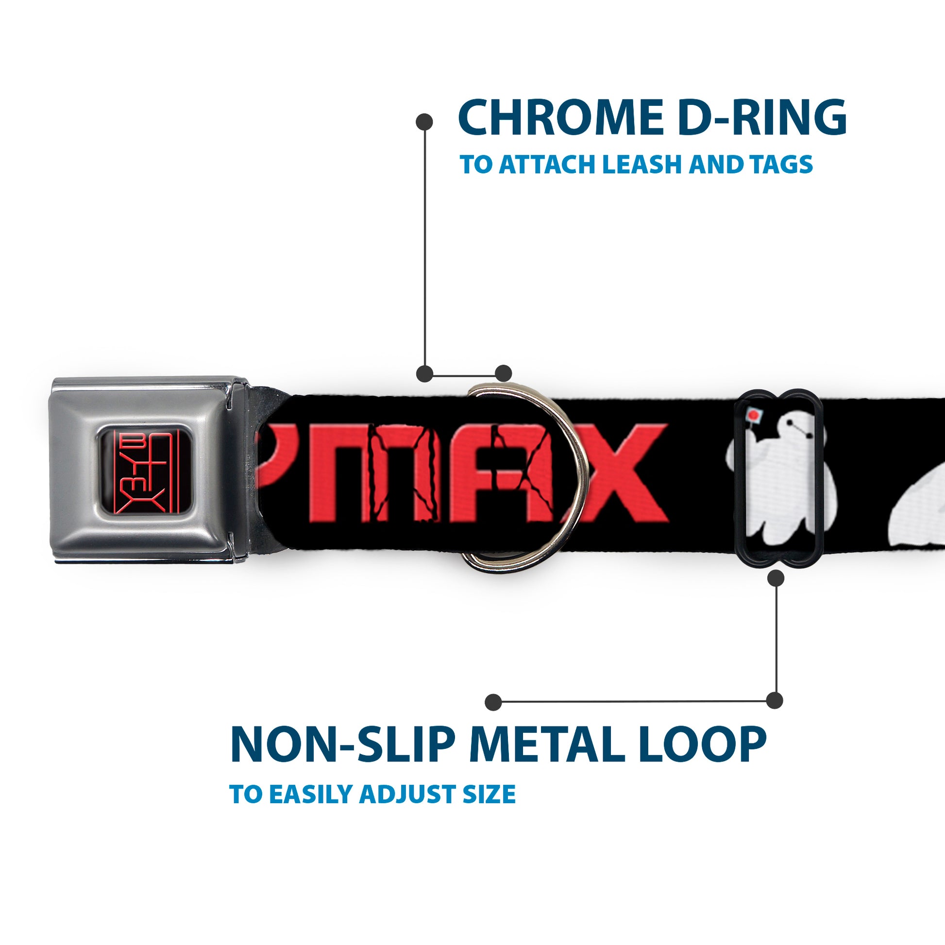 BAYMAX Hanko Full Color Black Red Seatbelt Buckle Collar - BAYMAX Poses Black/White/Red Seatbelt Buckle Collars Disney