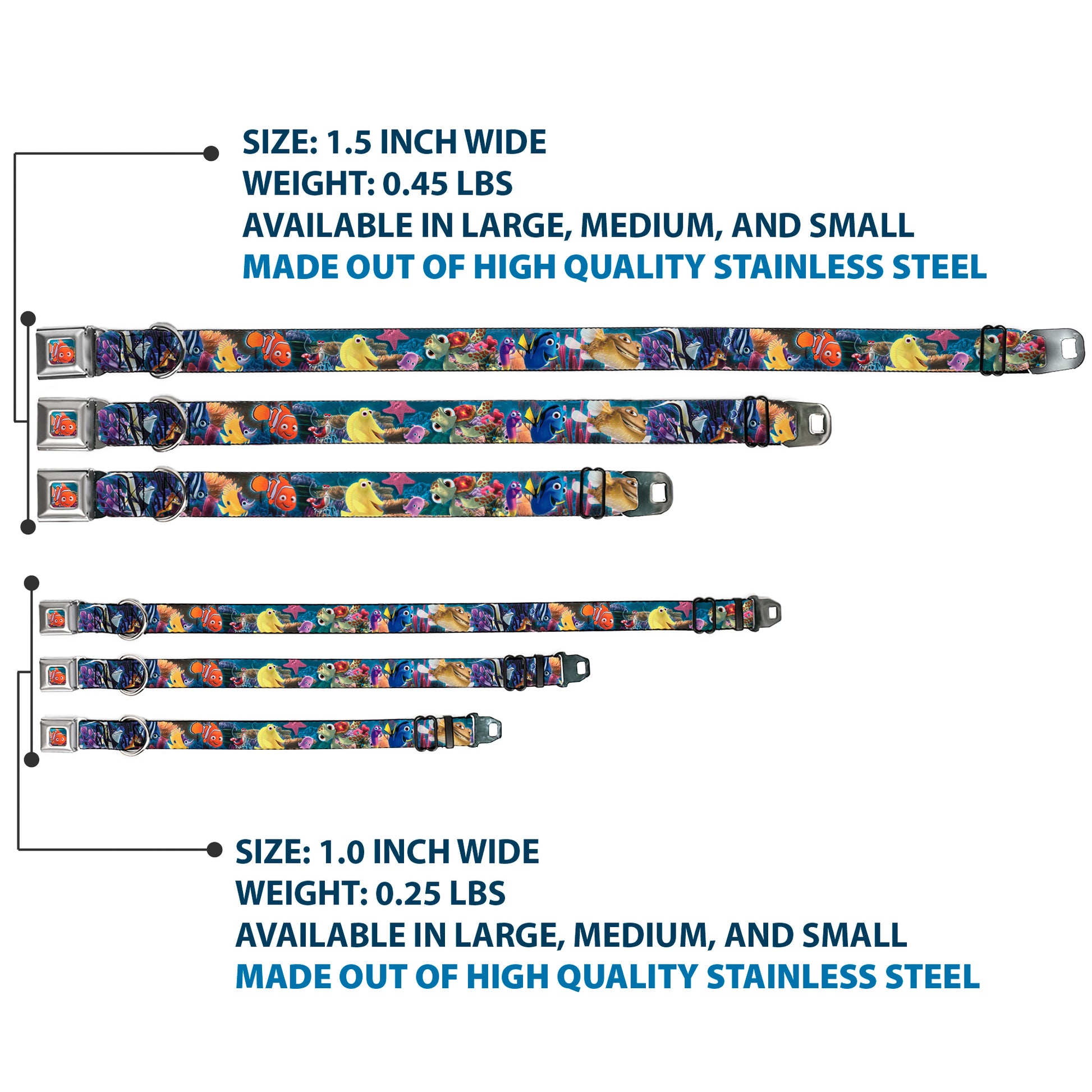 Nemo Smiling Full Color Seatbelt Buckle Collar - Nemo & Friends Group Seatbelt Buckle Collars Disney