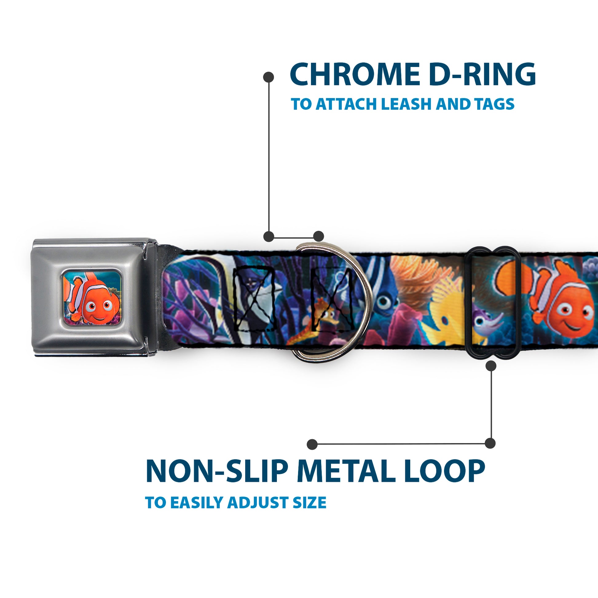 Nemo Smiling Full Color Seatbelt Buckle Collar - Nemo & Friends Group Seatbelt Buckle Collars Disney
