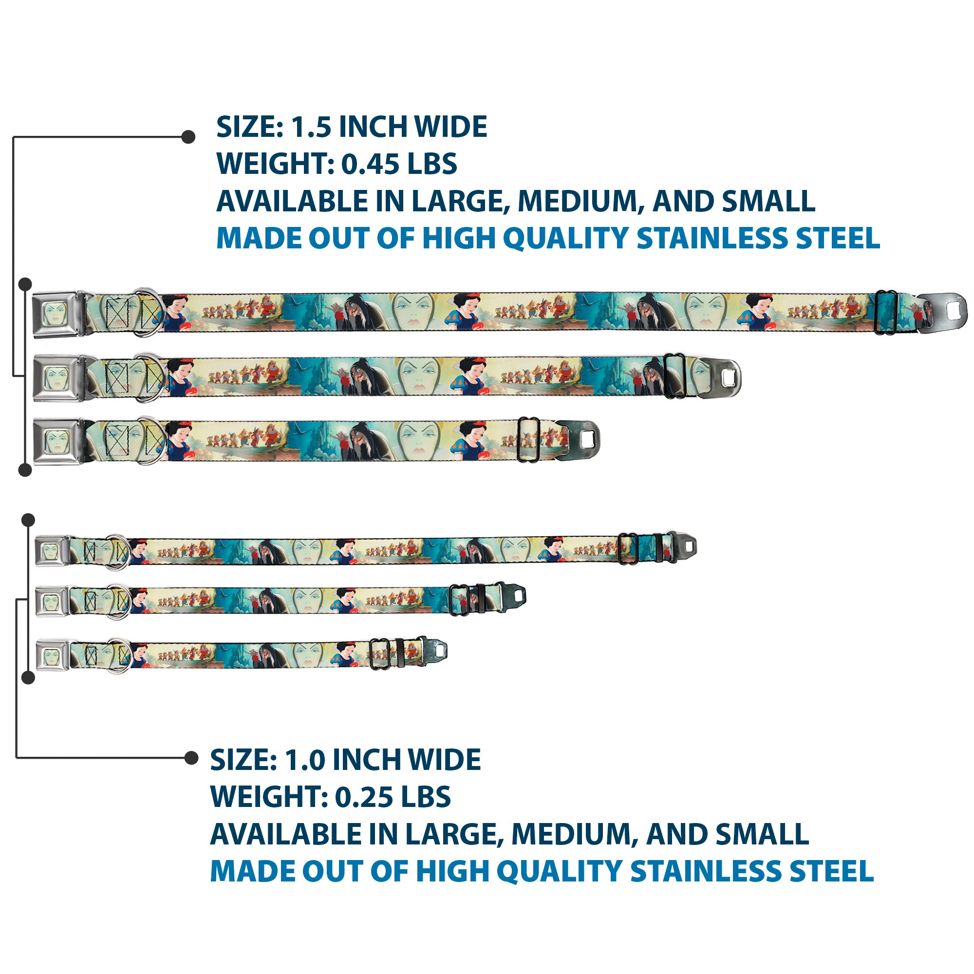 Evil Queen Face CLOSE-UP Full Color Seatbelt Buckle Collar - Snow White/Dwarves/Old Witch/Evil Queen Scenes Seatbelt Buckle Collars Disney