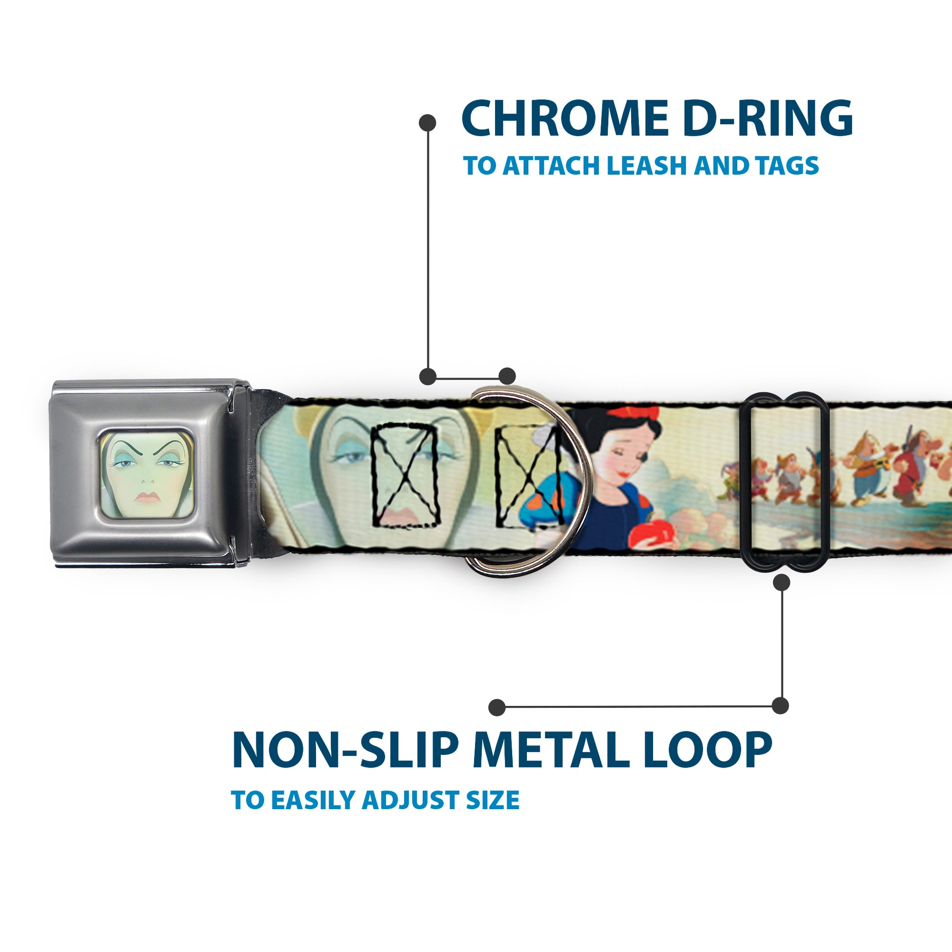 Evil Queen Face CLOSE-UP Full Color Seatbelt Buckle Collar - Snow White/Dwarves/Old Witch/Evil Queen Scenes Seatbelt Buckle Collars Disney