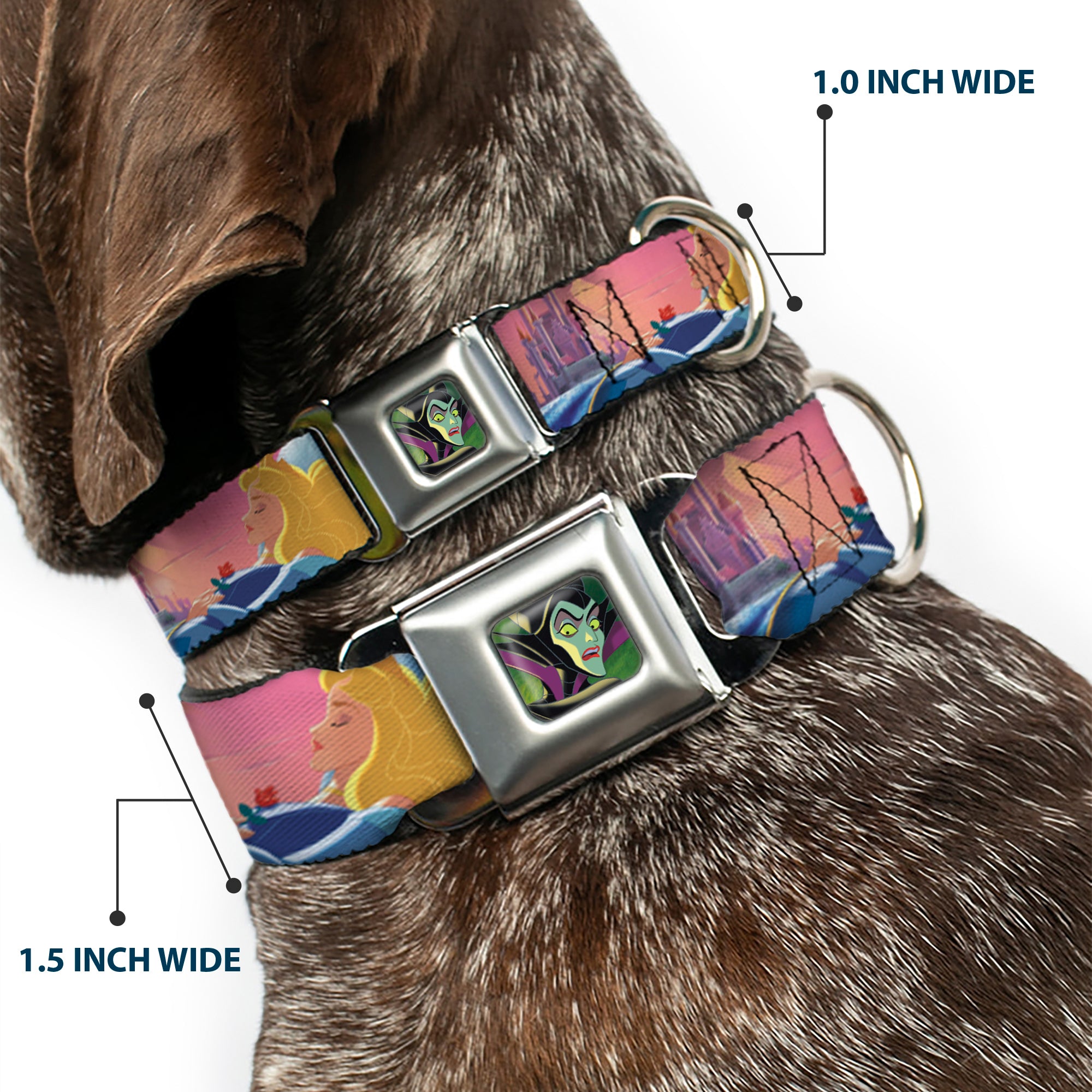 Maleficent Face3 Full Color Green Fade Seatbelt Buckle Collar - Sleeping Beauty & Maleficent/Maleficent Dragon Scenes Seatbelt Buckle Collars Disney