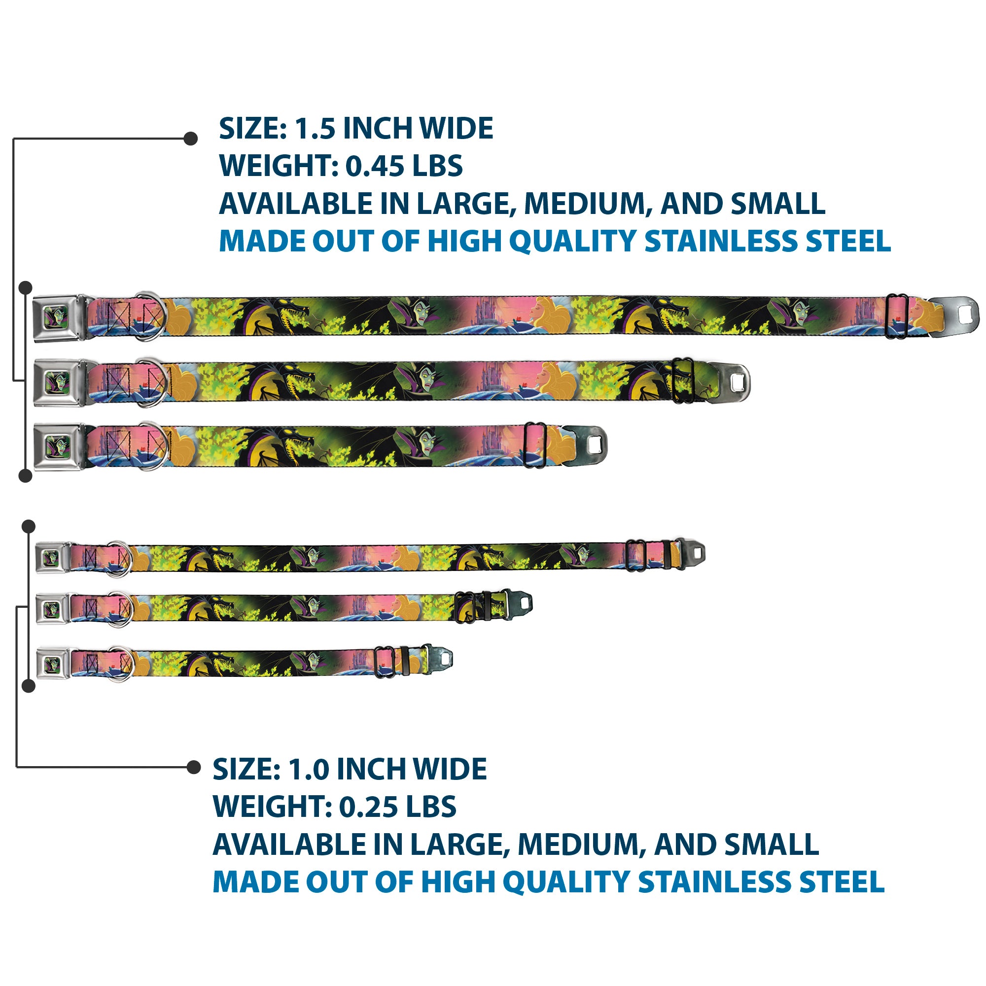 Maleficent Face3 Full Color Green Fade Seatbelt Buckle Collar - Sleeping Beauty & Maleficent/Maleficent Dragon Scenes Seatbelt Buckle Collars Disney