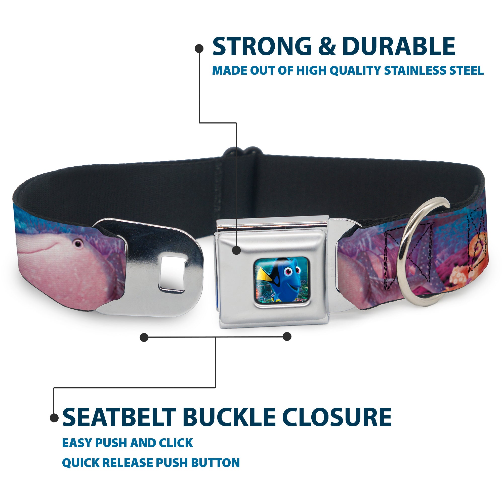 Dory Pose Seatbelt Buckle Collar - Dory & 5-Friends Under the Sea Seatbelt Buckle Collars Disney