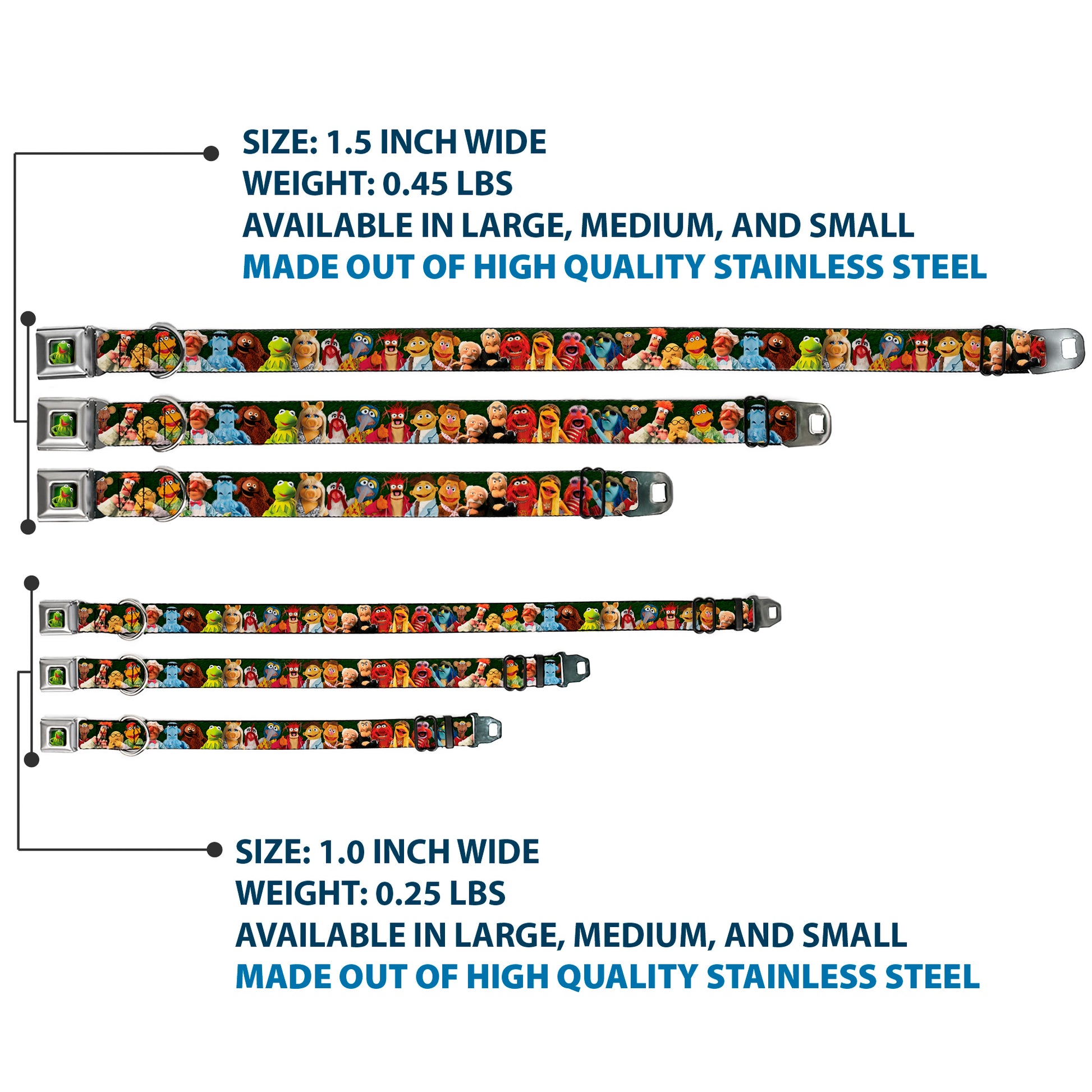 Kermit the Frog Pose Full Color Green Glow Seatbelt Buckle Collar - Muppets 20-Character Group Pose Greens Seatbelt Buckle Collars Disney