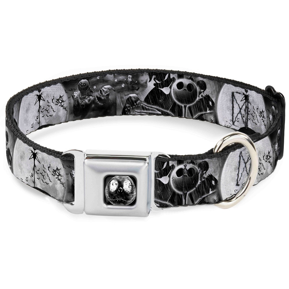 Jack Moon Oogie Boogie Face Full Color Black Grays Seatbelt Buckle Collar - Jack & Oogie Boogie Scenes Grays Seatbelt Buckle Collars Disney