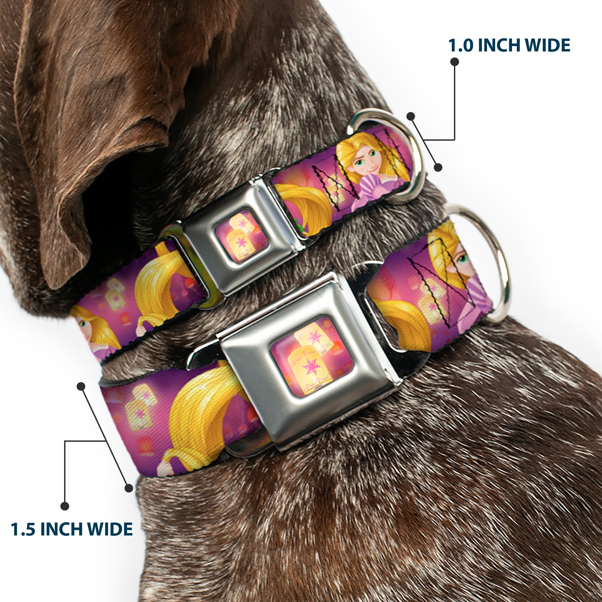 Tangled Lights Light Full Color Purple/Gold Seatbelt Buckle Collar - Rapunzel 4-Tangled Poses/Pascal/Lights Light Purples Seatbelt Buckle Collars Disney
