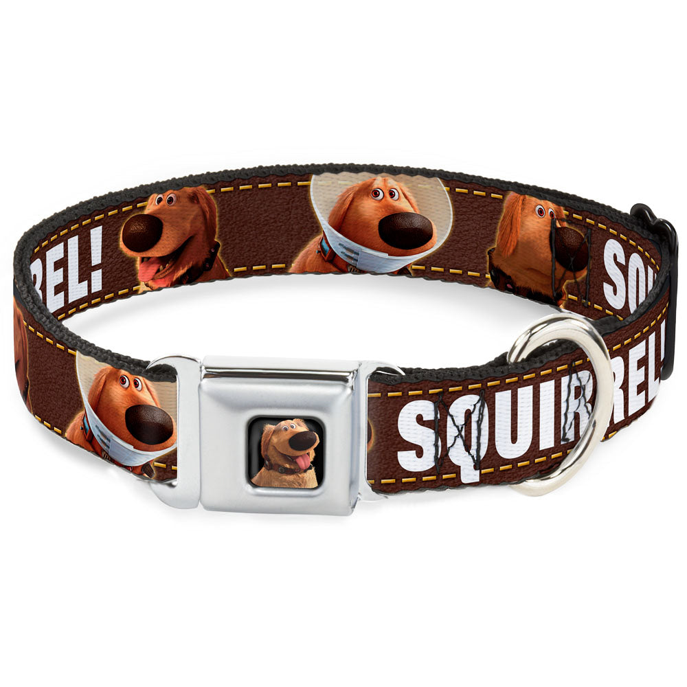 Dug Tongue Out Pose Full Color Black Seatbelt Buckle Collar - Dug 3-Poses/SQUIRREL! Brown/Yellow/White Seatbelt Buckle Collars Disney