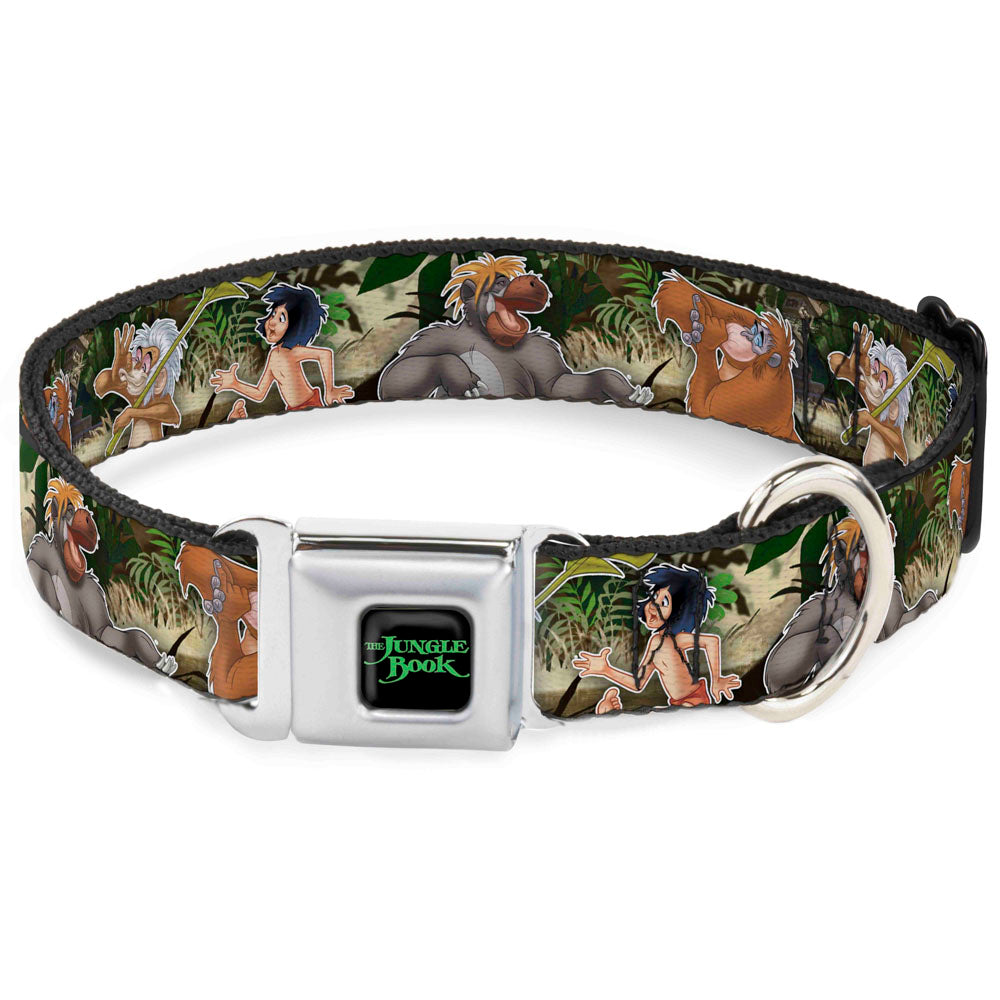 THE JUNGLE BOOK Full Color Black/Green Seatbelt Buckle Collar - The Jungle Book I Wanna Be Like You 4-Character Scene Seatbelt Buckle Collars Disney