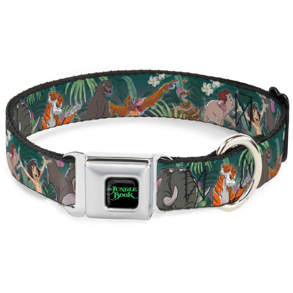 THE JUNGLE BOOK Full Color Black/Green Seatbelt Buckle Collar - The Jungle Book 8-Character Group Greens Seatbelt Buckle Collars Disney