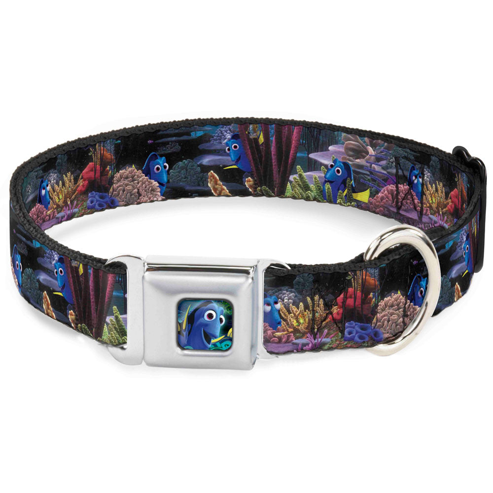 Dory Pose3/Swirls Full Color Blues Seatbelt Buckle Collar - Dory 4-Hiding Poses Under the Sea Seatbelt Buckle Collars Disney