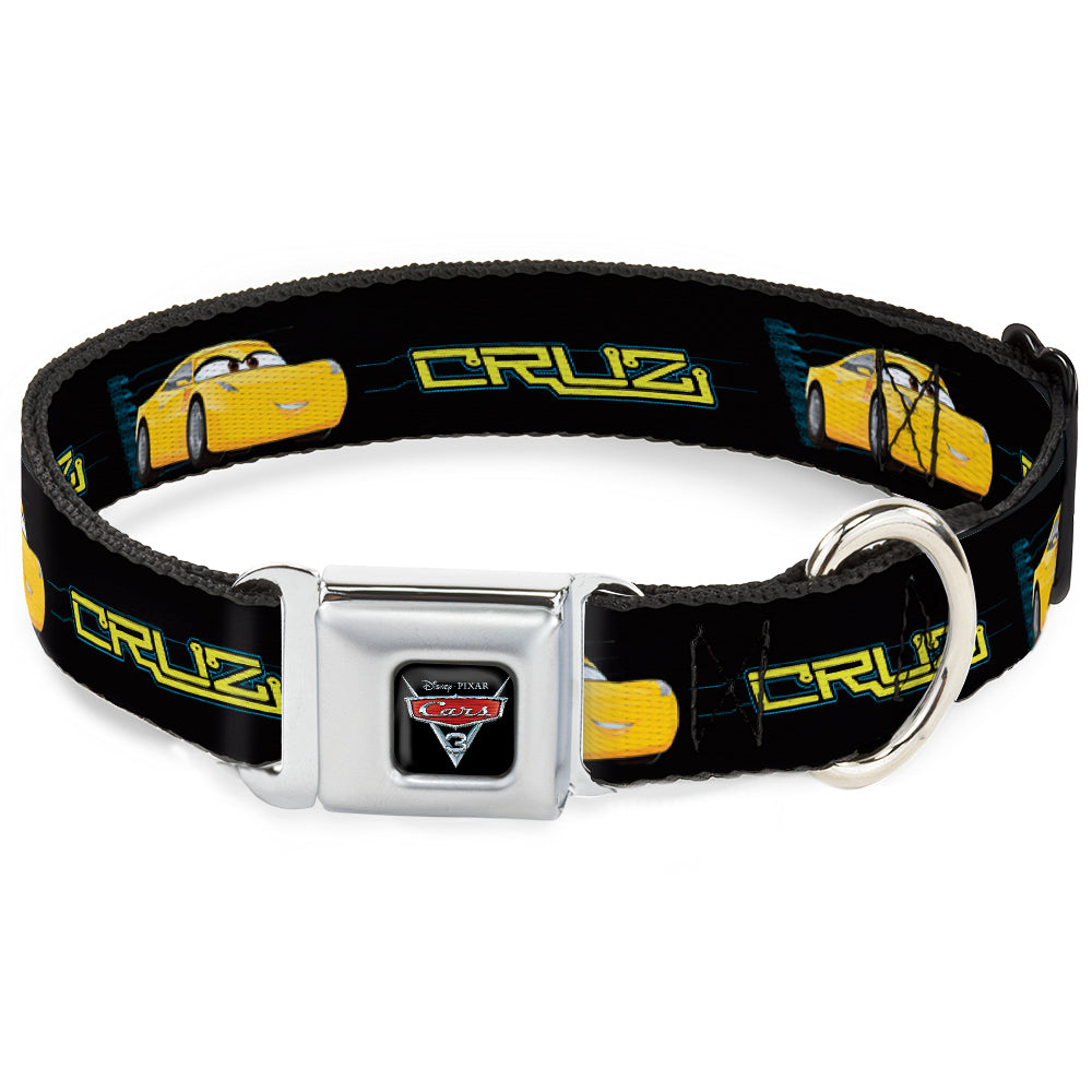 CARS 3 Emblem Full Color Black Silver Red Seatbelt Buckle Collar - Cars 3 CRUZ Car Profile Black/Blue/Yellow Seatbelt Buckle Collars Disney