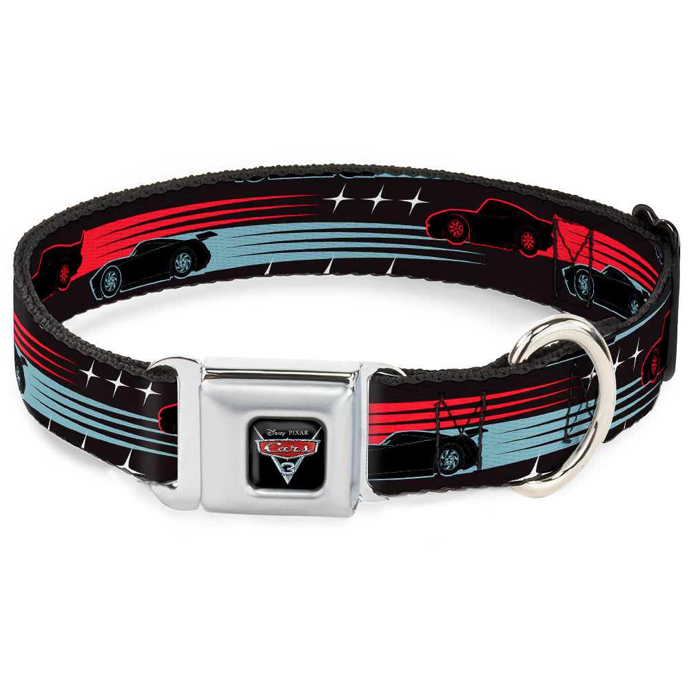 CARS 3 Emblem Full Color Black Silver Red Seatbelt Buckle Collar - Cars 3 Cars Stripes/Stars Grays/Blues/Reds Seatbelt Buckle Collars Disney