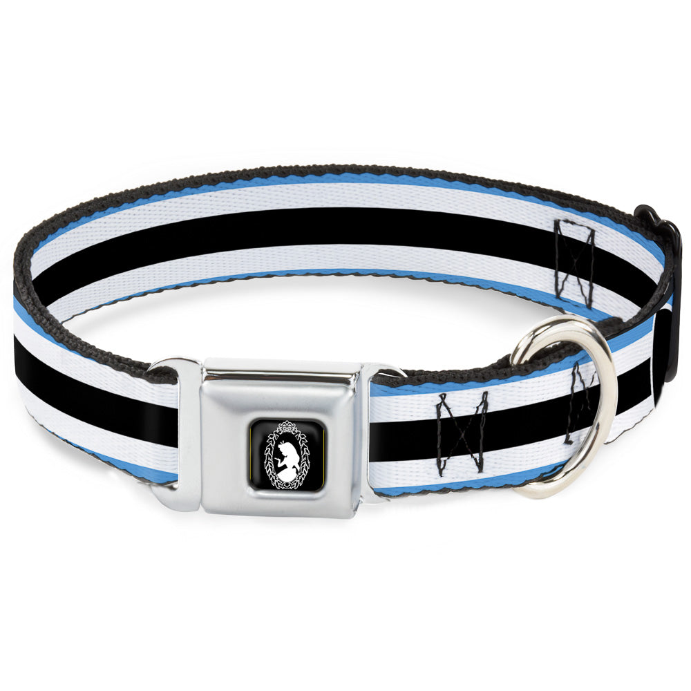 Alice Silhouette Cameo Pose Black White Seatbelt Buckle Collar - Alice in Wonderland Stripe/Bow Silhouette Blue/Black/White Seatbelt Buckle Collars Disney