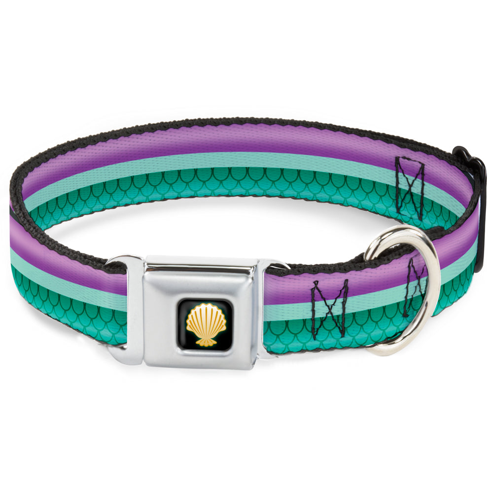 Little Mermaid Clam Shell Black Yellows Seatbelt Buckle Collar - Little Mermaid Stripe/Shell Purple/Green/Gold Seatbelt Buckle Collars Disney