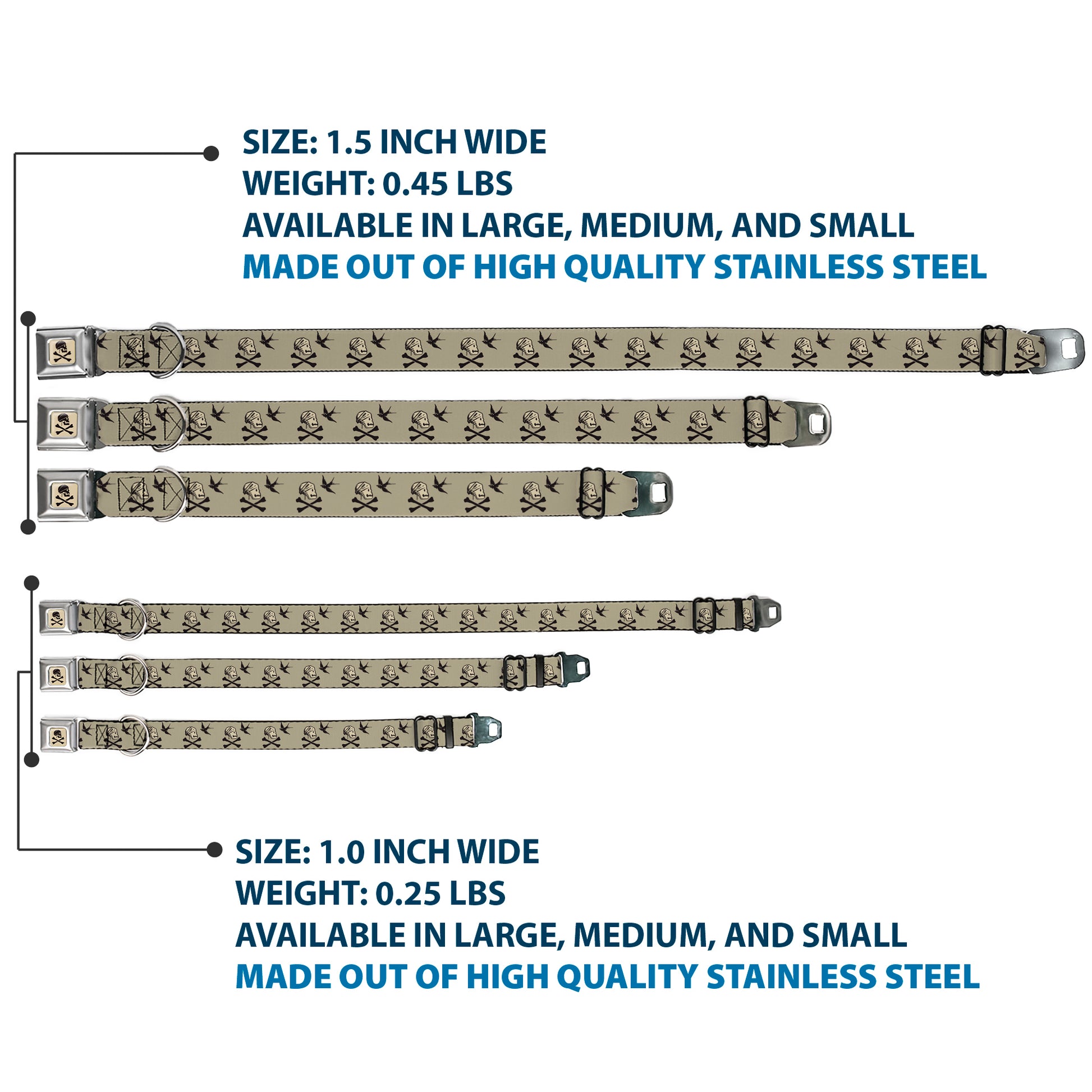 Jack Sparrow's Flag Skull Icon Gray Charcoal Seatbelt Buckle Collar - Jack Sparrow's Flag Icons Grays Seatbelt Buckle Collars Disney