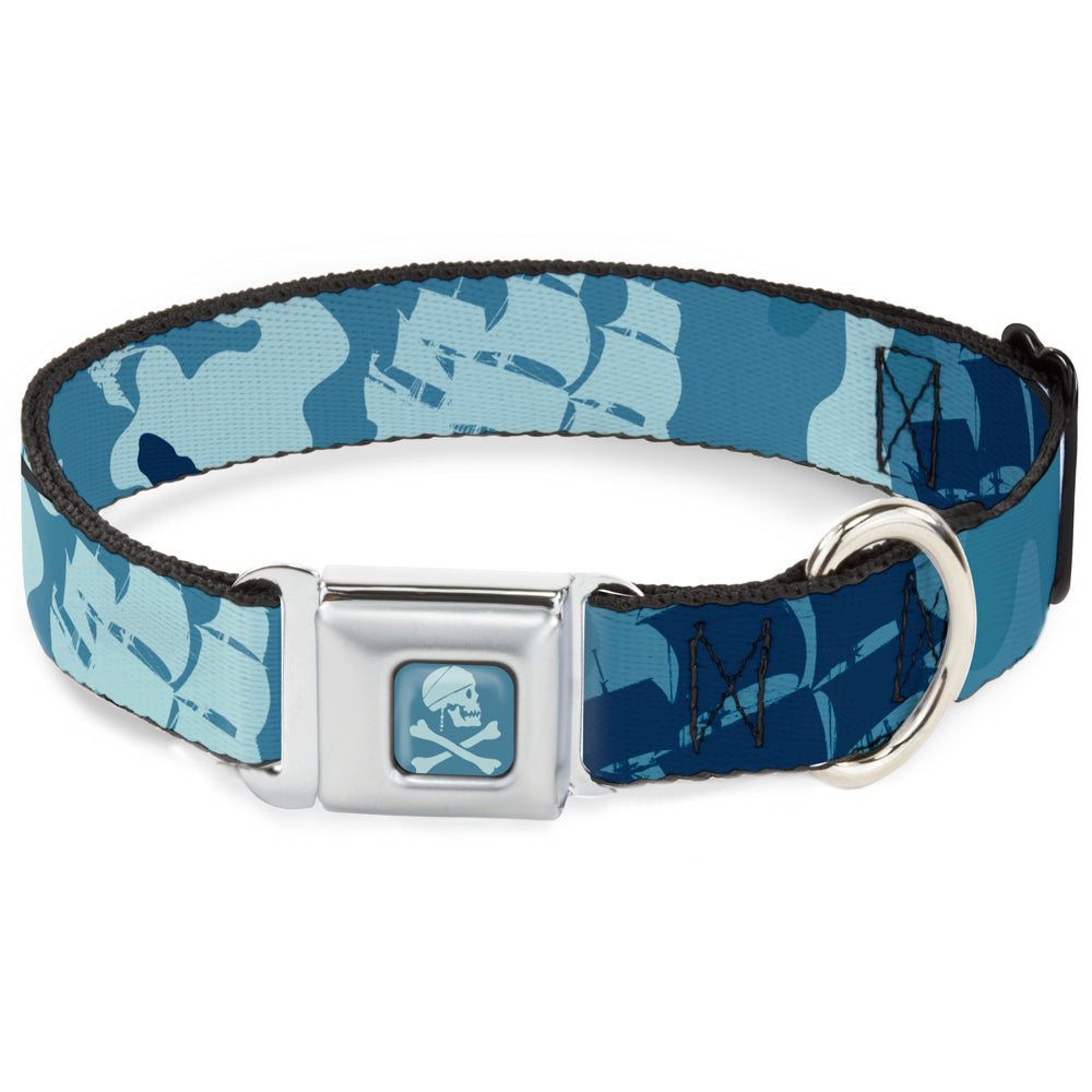Jack Sparrow's Flag Skull Icon Blues Seatbelt Buckle Collar - Jack Sparrow's Flag Icons/Black Pearl/Sharks Blues Seatbelt Buckle Collars Disney