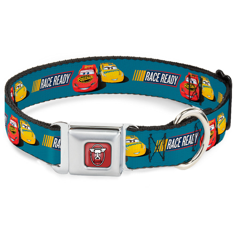 Cars 3 Piston Cup Champion Icon Full Color Red Black White Seatbelt Buckle Collar - Cars 3 Lightning McQueen/Cruz Ramirez Pose RACE READY Blue/Yellow/Red Seatbelt Buckle Collars Disney