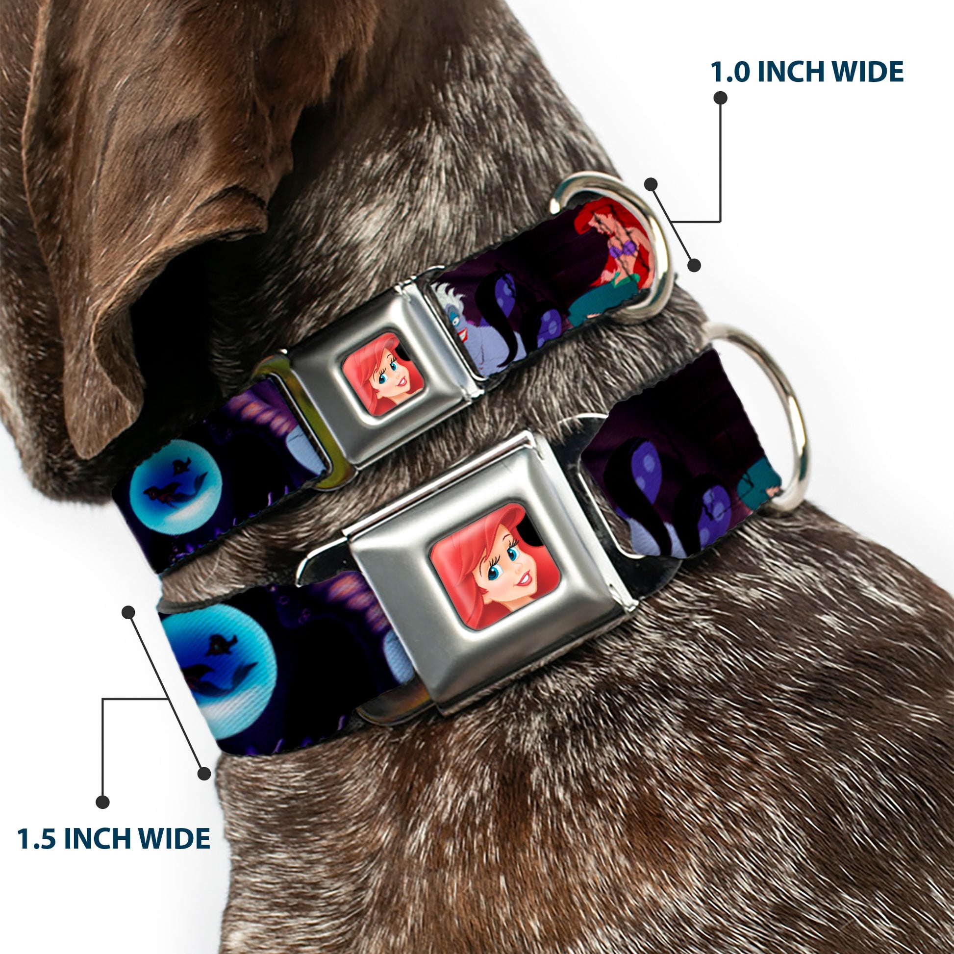 Ariel CLOSE-UP Full Color Seatbelt Buckle Collar - The Little Mermaid Ariel & Ursula Scenes Seatbelt Buckle Collars Disney