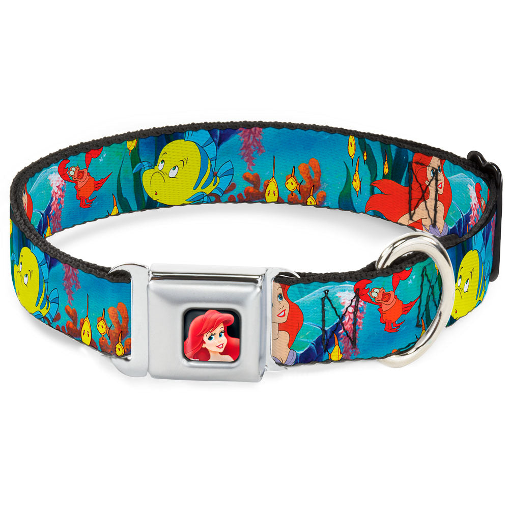 Ariel CLOSE-UP Full Color Seatbelt Buckle Collar - Ariel, Sebastian & Flounder Scene Seatbelt Buckle Collars Disney