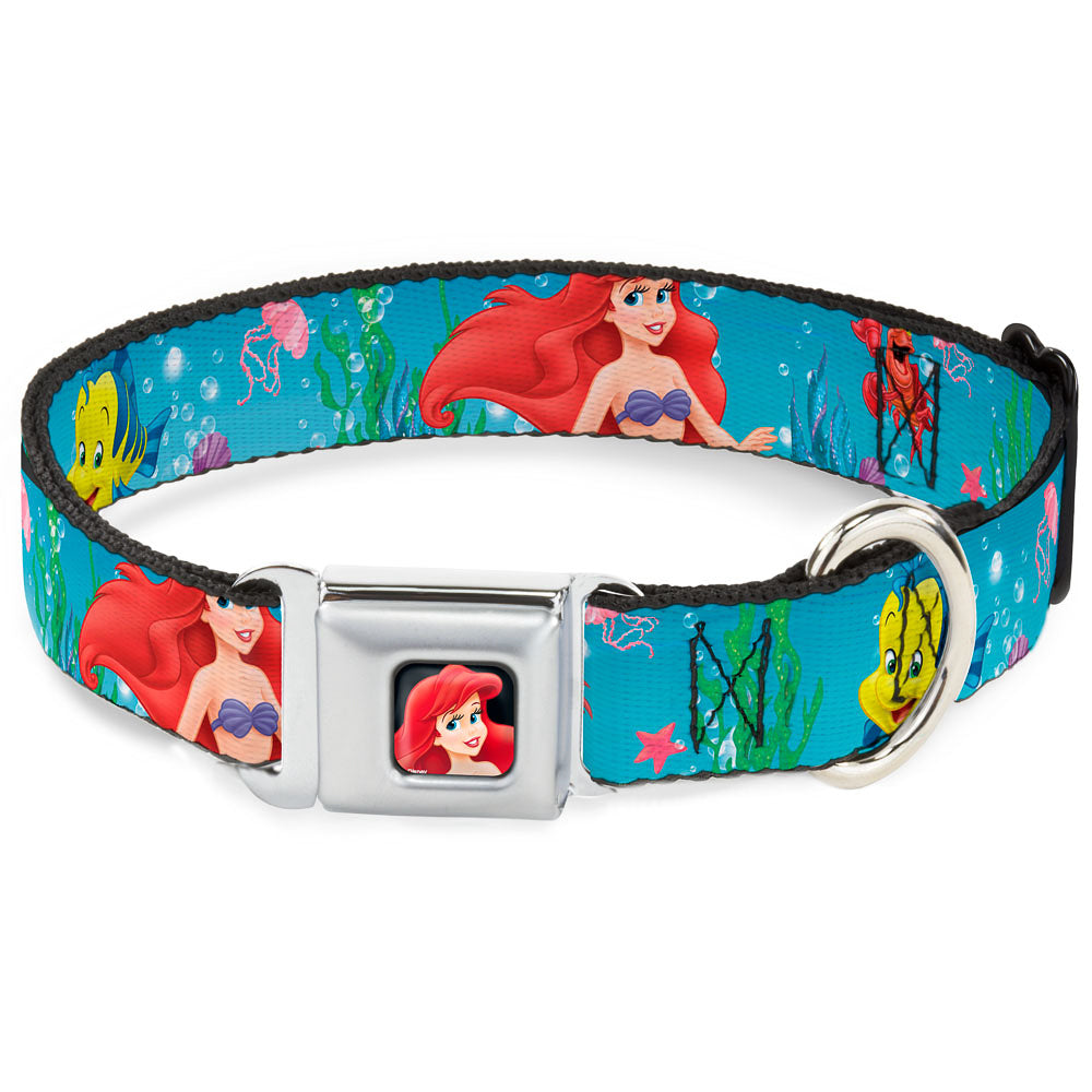 Ariel CLOSE-UP Full Color Seatbelt Buckle Collar - Ariel, Sebastian & Flounder Scene2 Seatbelt Buckle Collars Disney