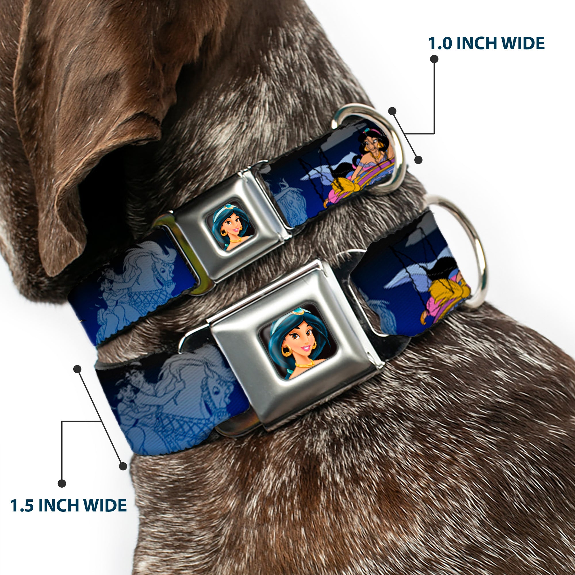 Jasmine CLOSE-UP Full Color Seatbelt Buckle Collar - Aladdin & Jasmine Scenes Seatbelt Buckle Collars Disney