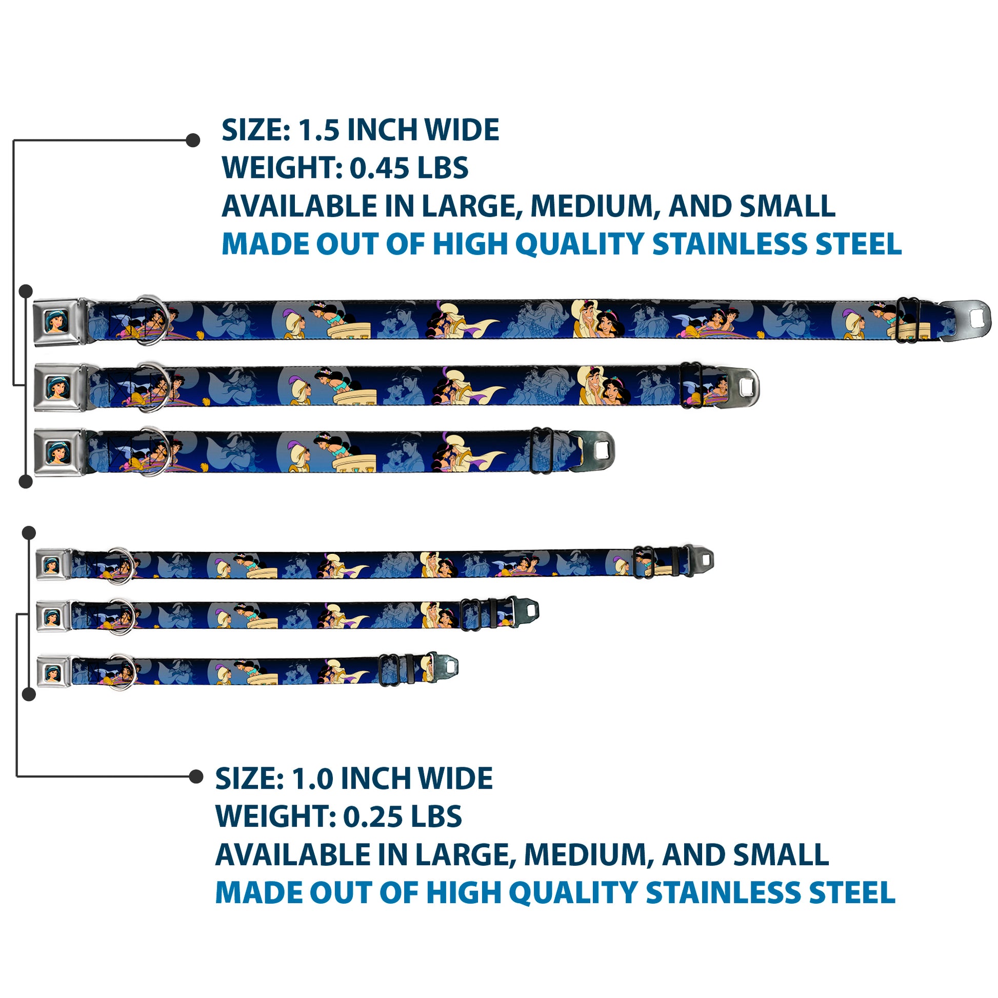 Jasmine CLOSE-UP Full Color Seatbelt Buckle Collar - Aladdin & Jasmine Scenes Seatbelt Buckle Collars Disney