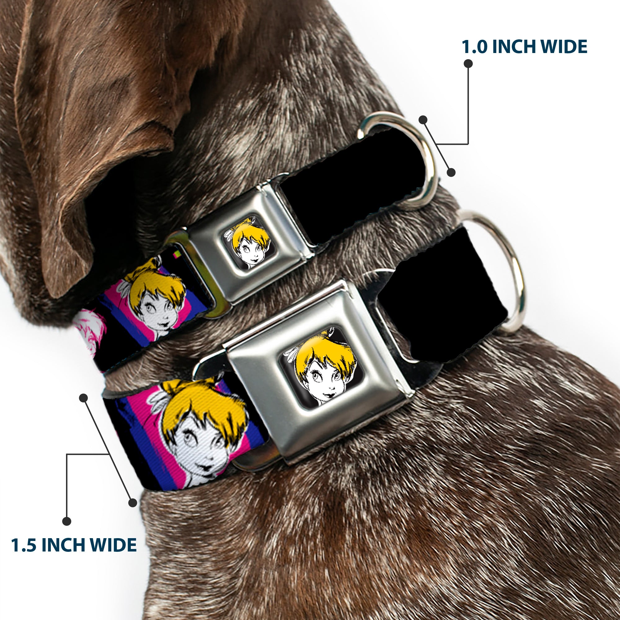 Tink Luxe Full Color Black White Seatbelt Buckle Collar - TINK LUXE Sketch Black/Multi Neon Seatbelt Buckle Collars Disney