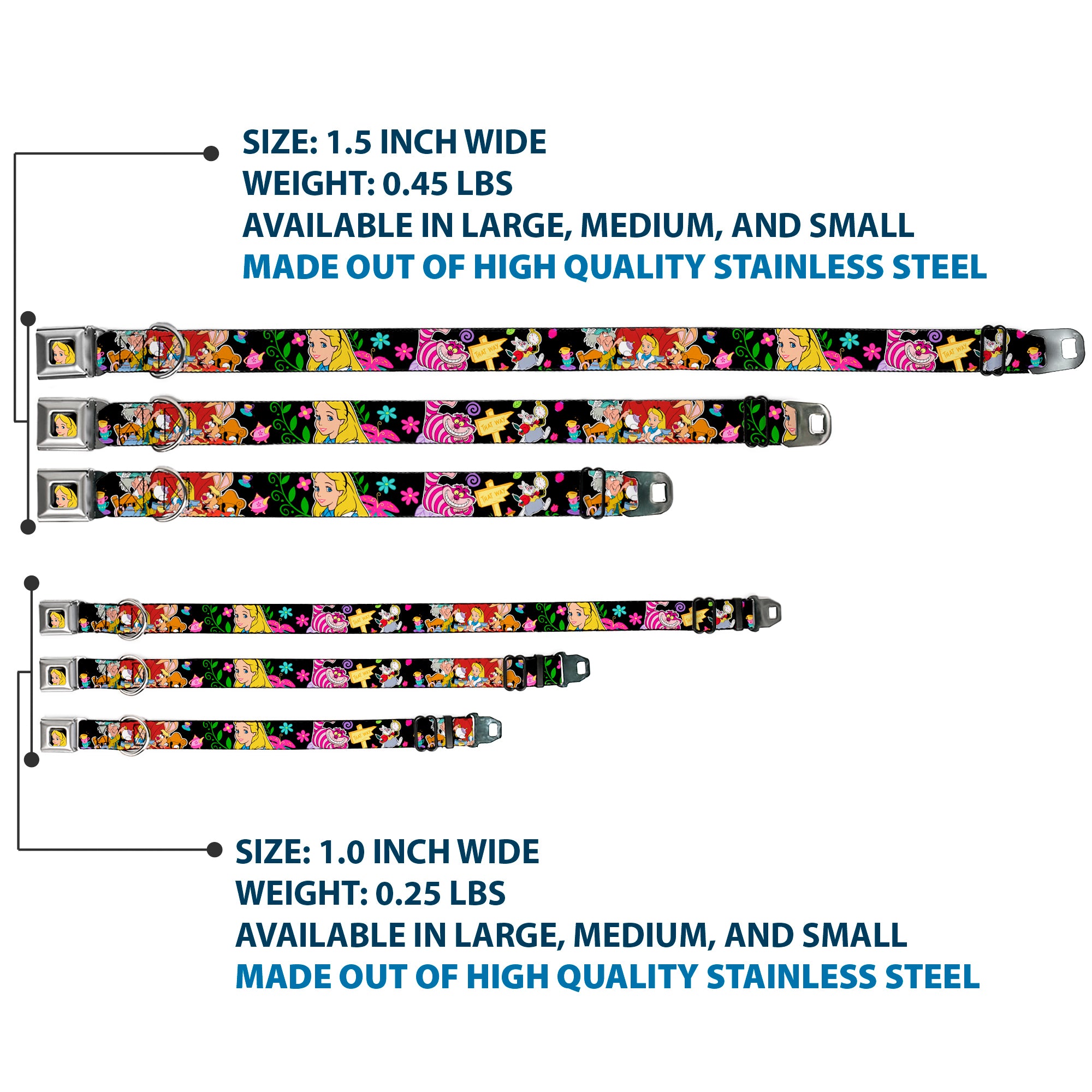 Alice CLOSE-UP Full Color Seatbelt Buckle Collar - Alice's Encounters in Wonderland Seatbelt Buckle Collars Disney