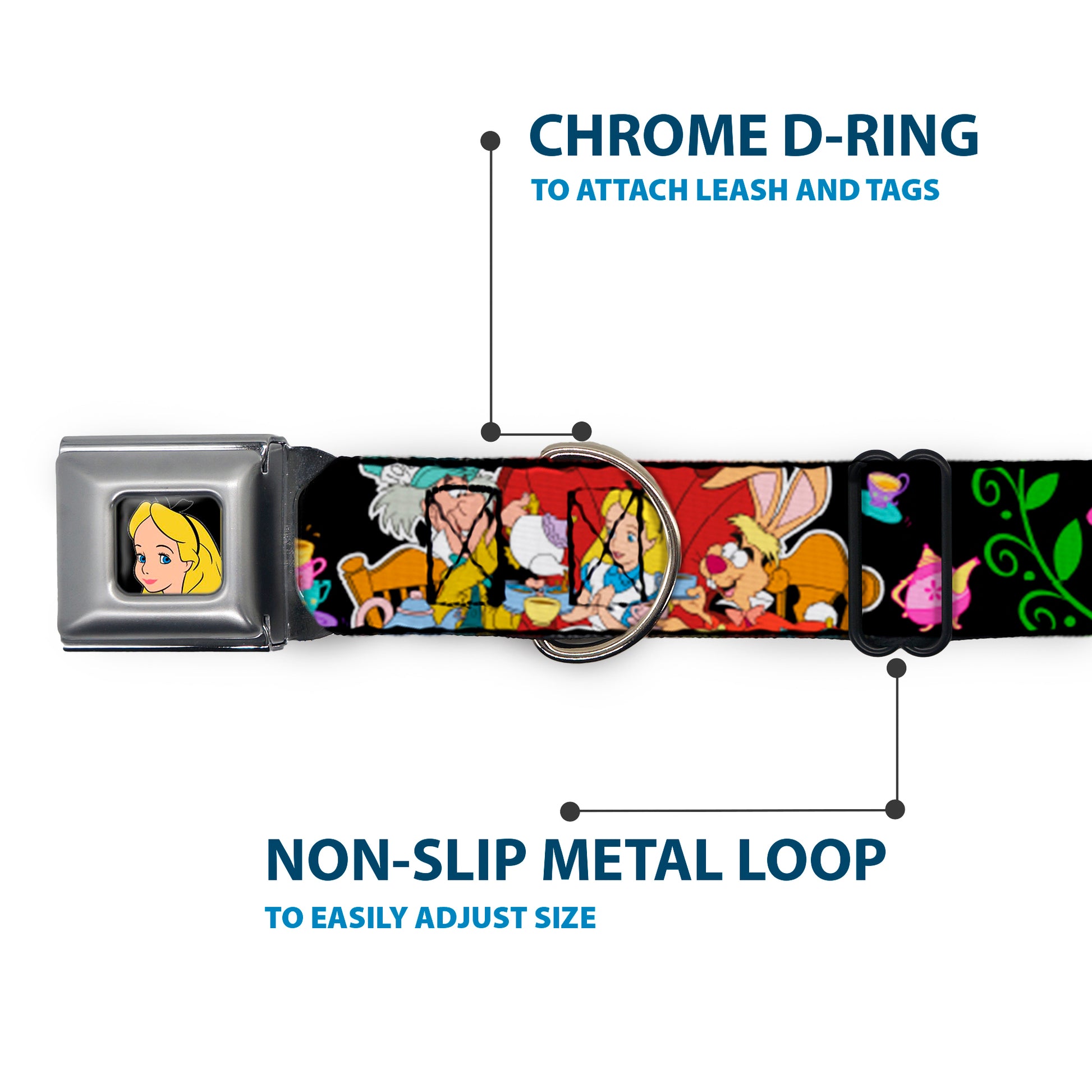 Alice CLOSE-UP Full Color Seatbelt Buckle Collar - Alice's Encounters in Wonderland Seatbelt Buckle Collars Disney