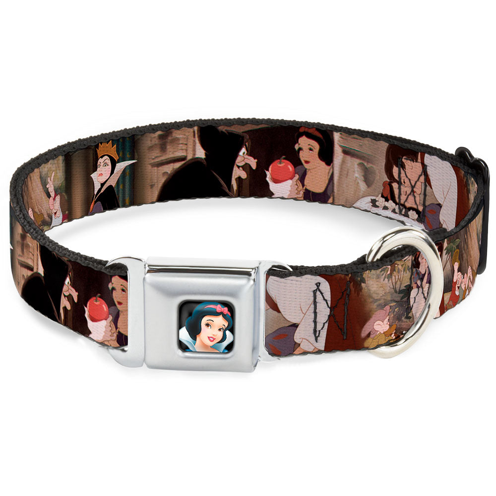 Snow White Full Color Black Seatbelt Buckle Collar - Snow White Scenes Seatbelt Buckle Collars Disney