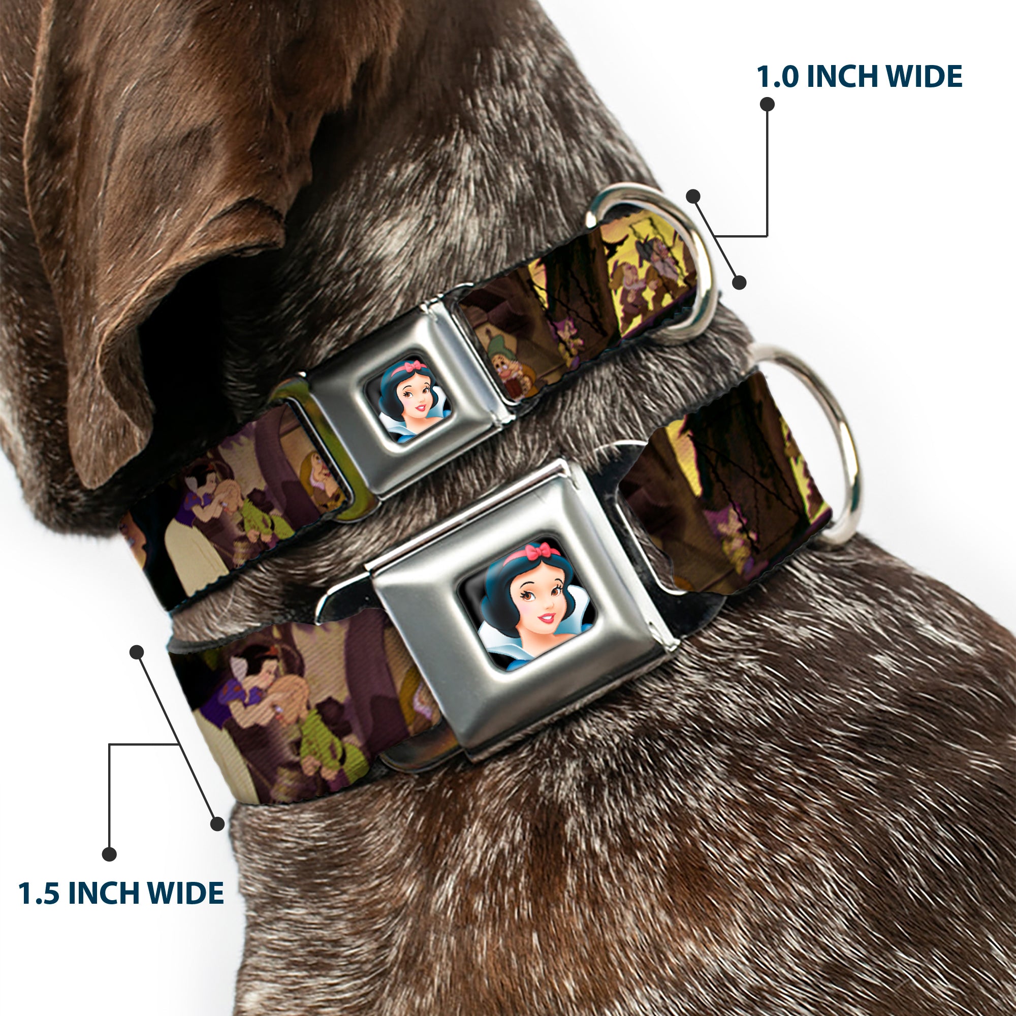 Snow White Full Color Black Seatbelt Buckle Collar - Snow White & the Seven Dwarfs Scenes Seatbelt Buckle Collars Disney