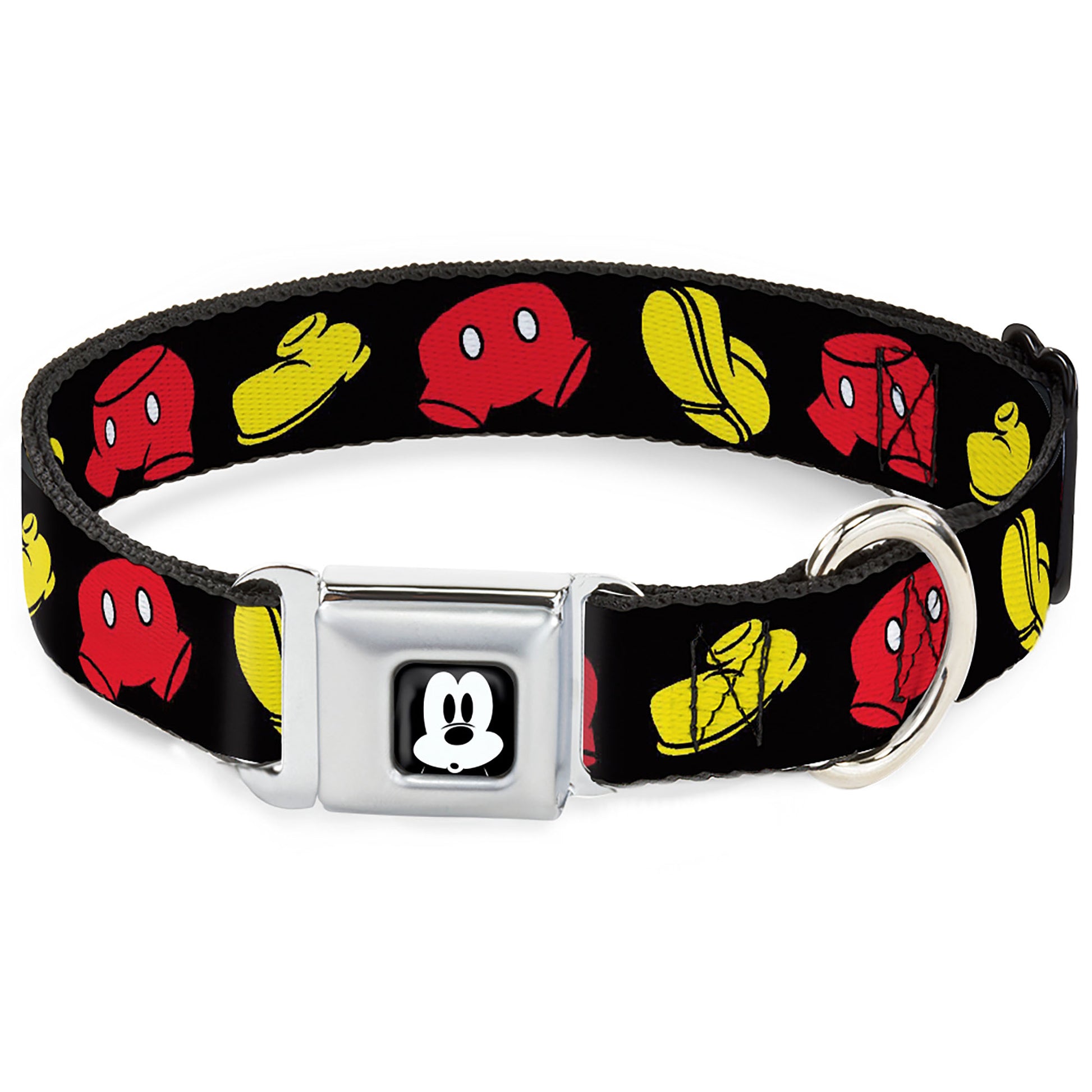Mickey Mickey Mouse Expression4 Full Color Black/White Seatbelt Buckle Collar - Mickey Mouse Shorts and Shoes Black/Red/Yellow Seatbelt Buckle Collars Disney