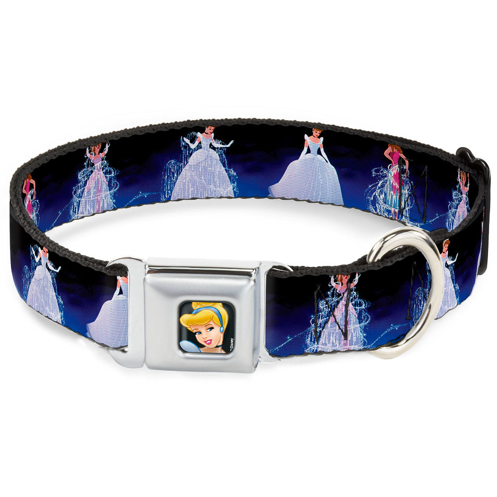 Cinderella CLOSE-UP Full Color Seatbelt Buckle Collar - Cinderella Transformation Blue Fade Seatbelt Buckle Collars Disney