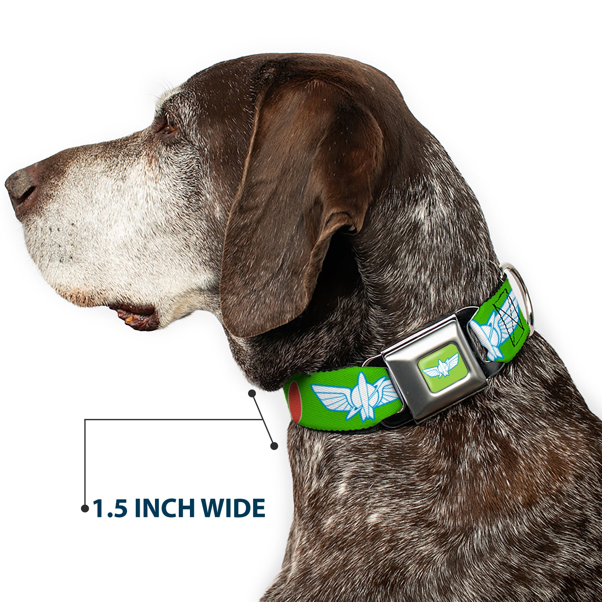 Toy Story Buzz Lightyear Space Ranger Wings Icon Full Color Green/Blue/White Seatbelt Buckle Collar - Toy Story Buzz Lightyear Bounding Space Ranger Logo/Buttons Green/White/Blue/Red Seatbelt Buckle Collars Disney